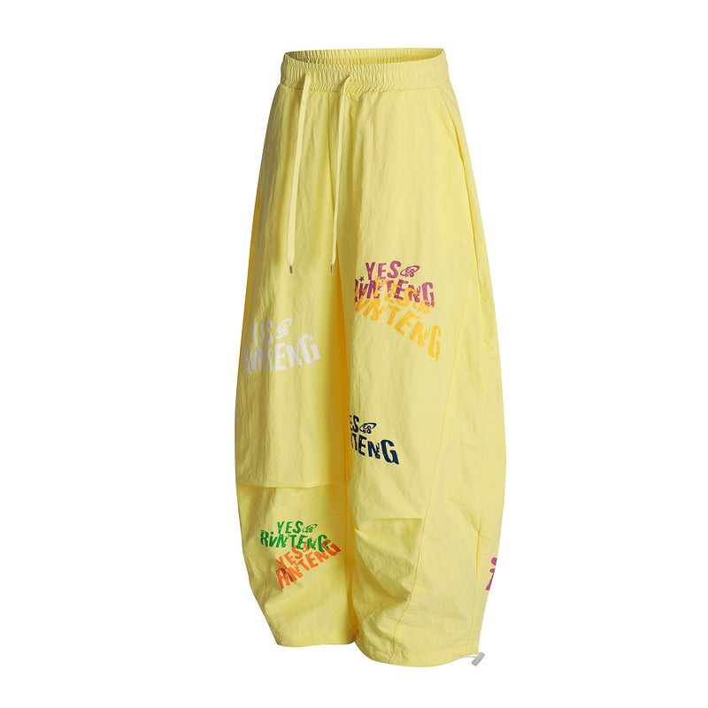 Omirad YES RVNTENG Multicolor Print Wide-Leg Nylon Pants