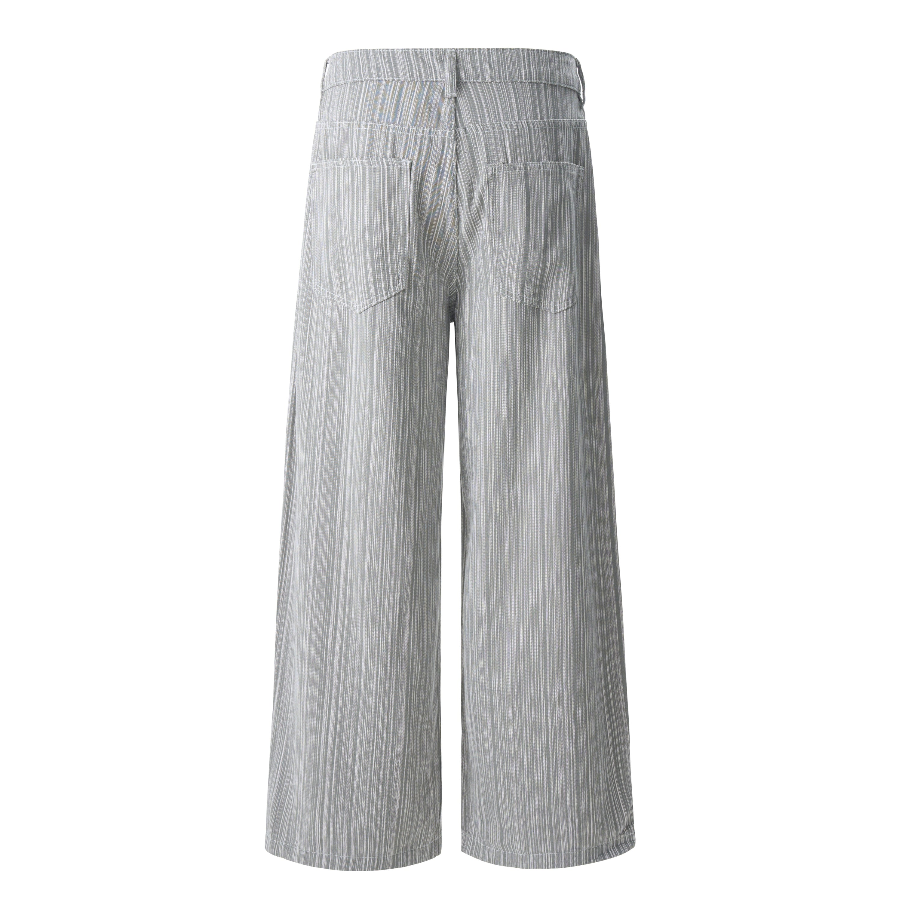 Omirad Striped Relaxed Wide-Leg Pants | Soft Drape Fit