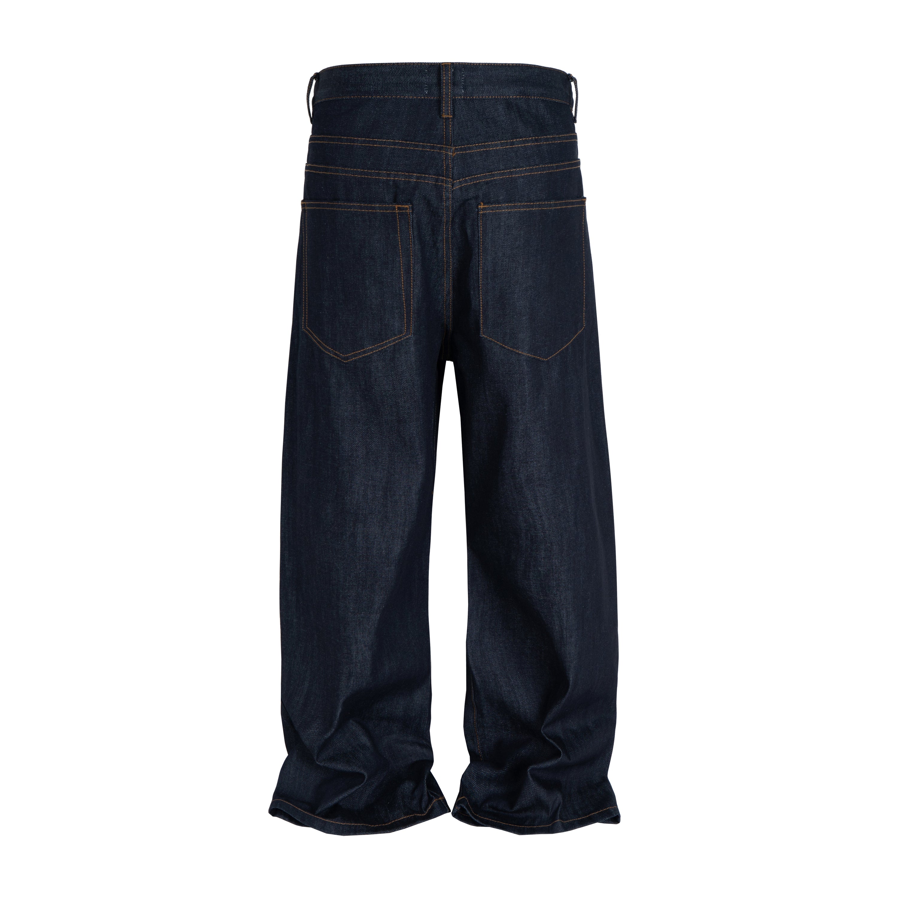 Omirad Raw Straight Denim Jeans | Stacked Hem Black