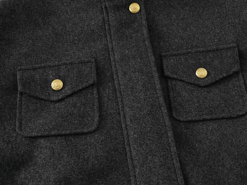 Omirad Utility Bomber Jacket | Gold-Tone Snap Stand Collar