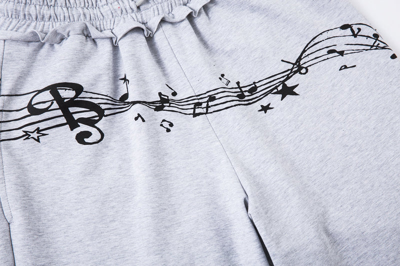 Music Note Graphic Wide-Leg Sweatpants | Streetwear Comfort