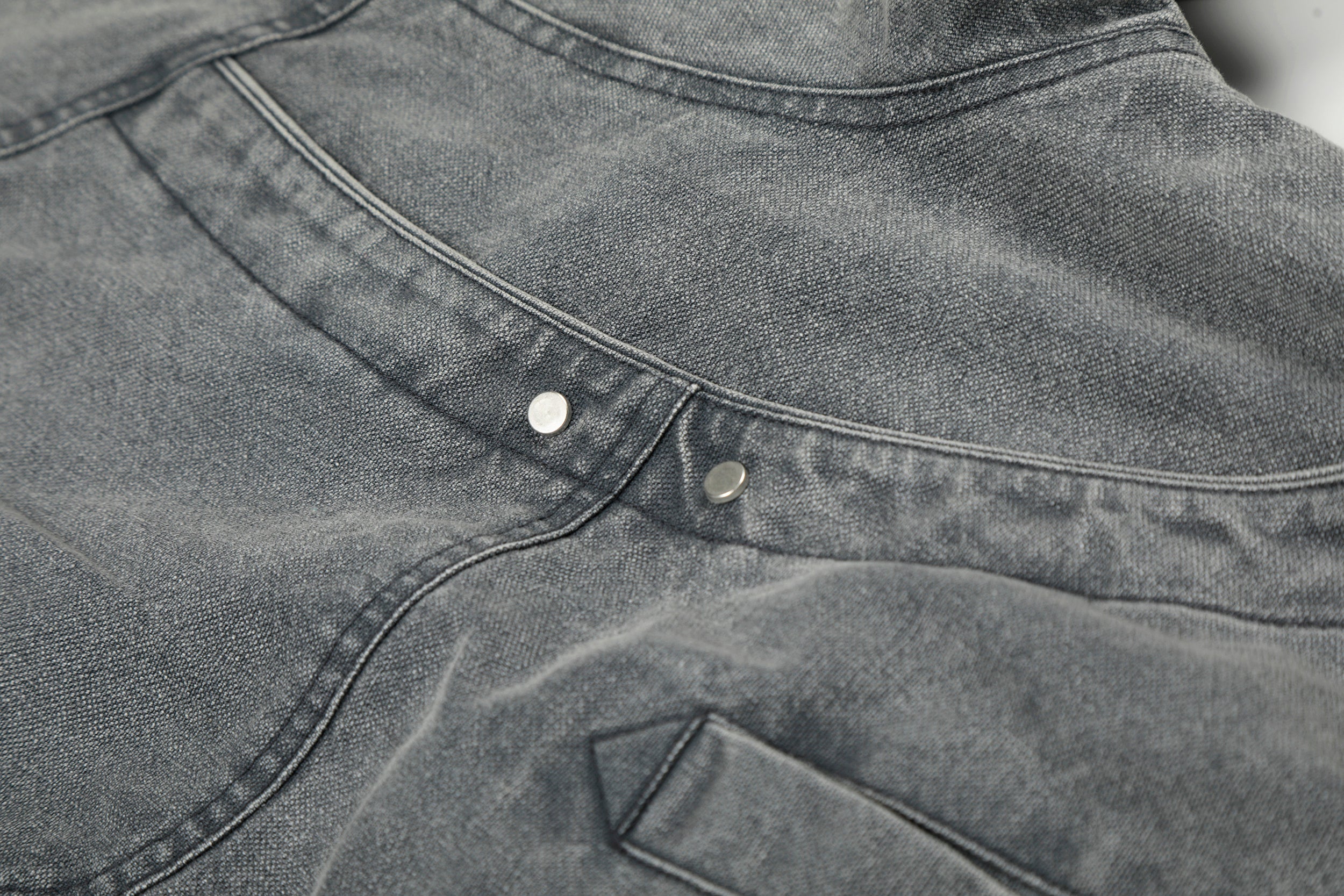 Omirad Washed Utility Bomber Jacket | Grey Denim Streetwear