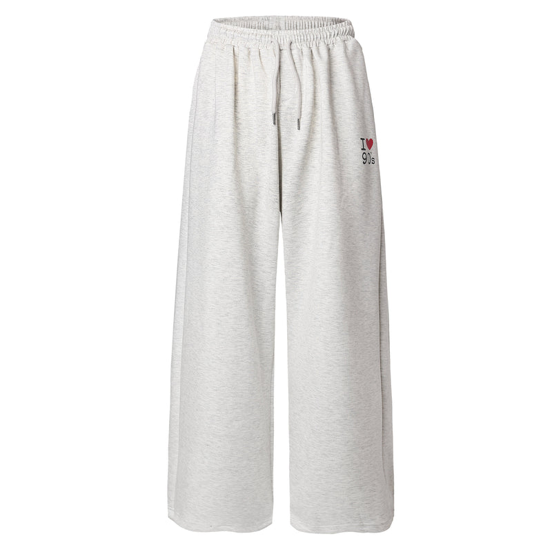 I Love 90s Wide-Leg Sweatpants | Embroidered Streetwear Joggers