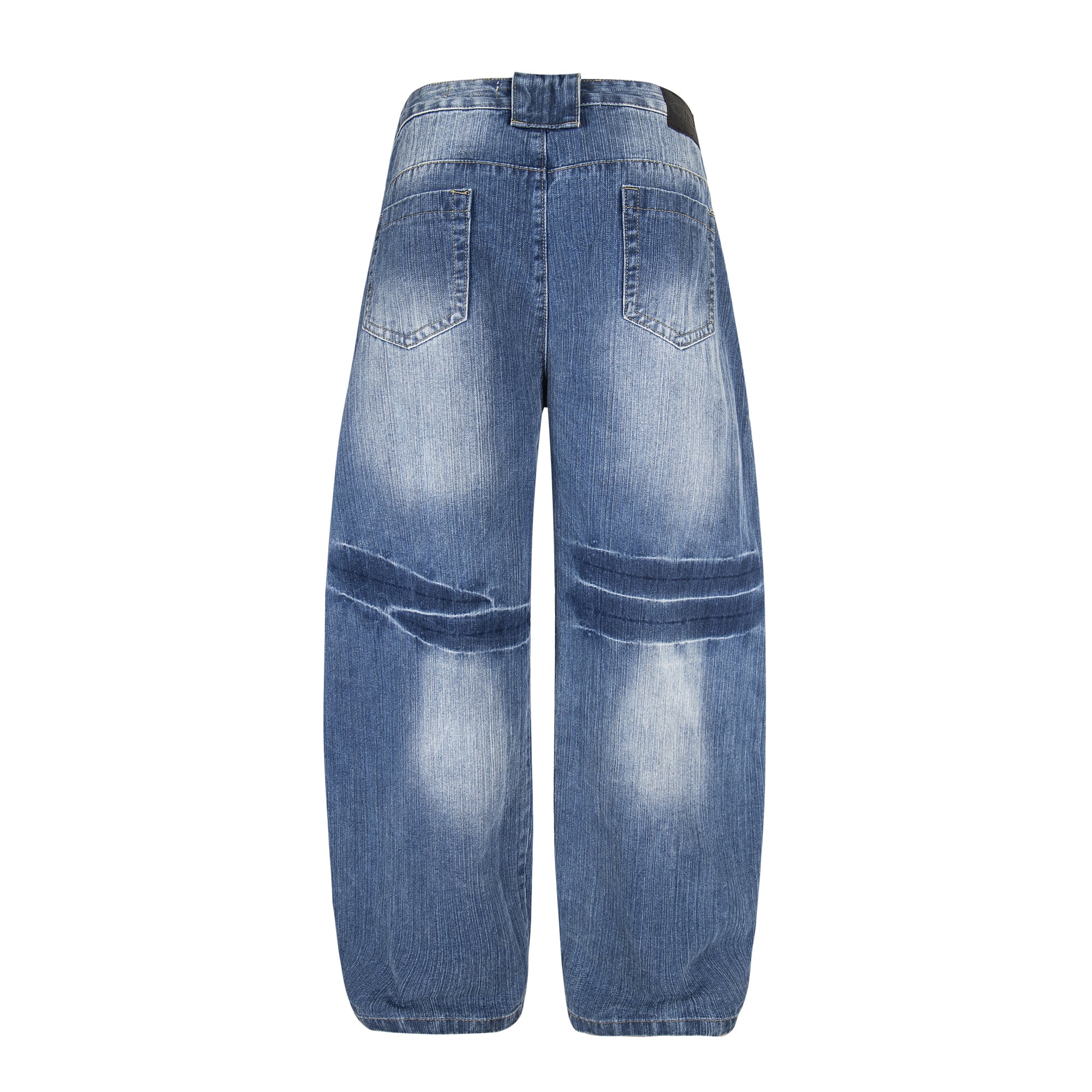 Highlight Fade Curved-Panel Wide-Leg Denim Pants