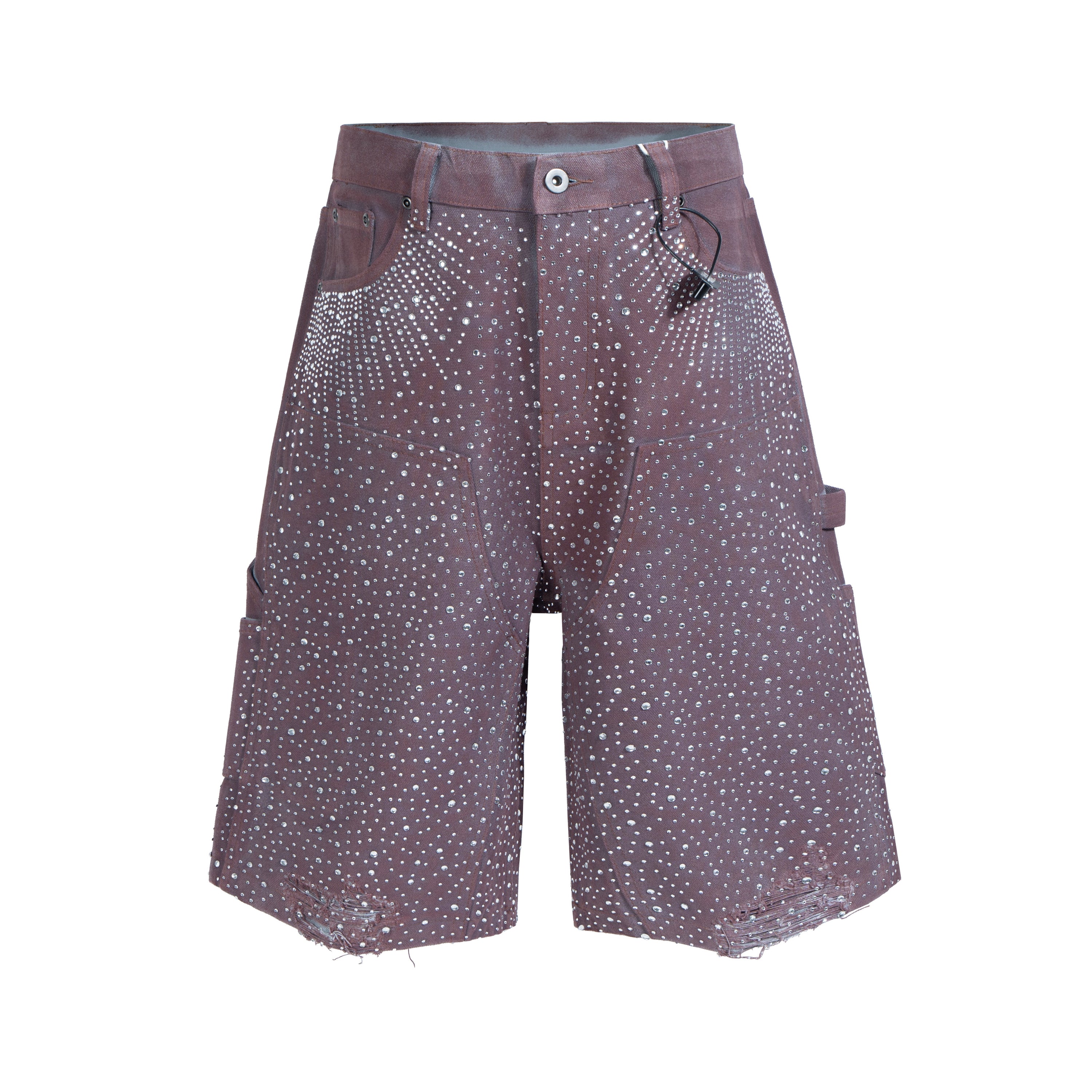 Omirad Studded Denim Shorts | Rhinestone Embellished Baggy Fit