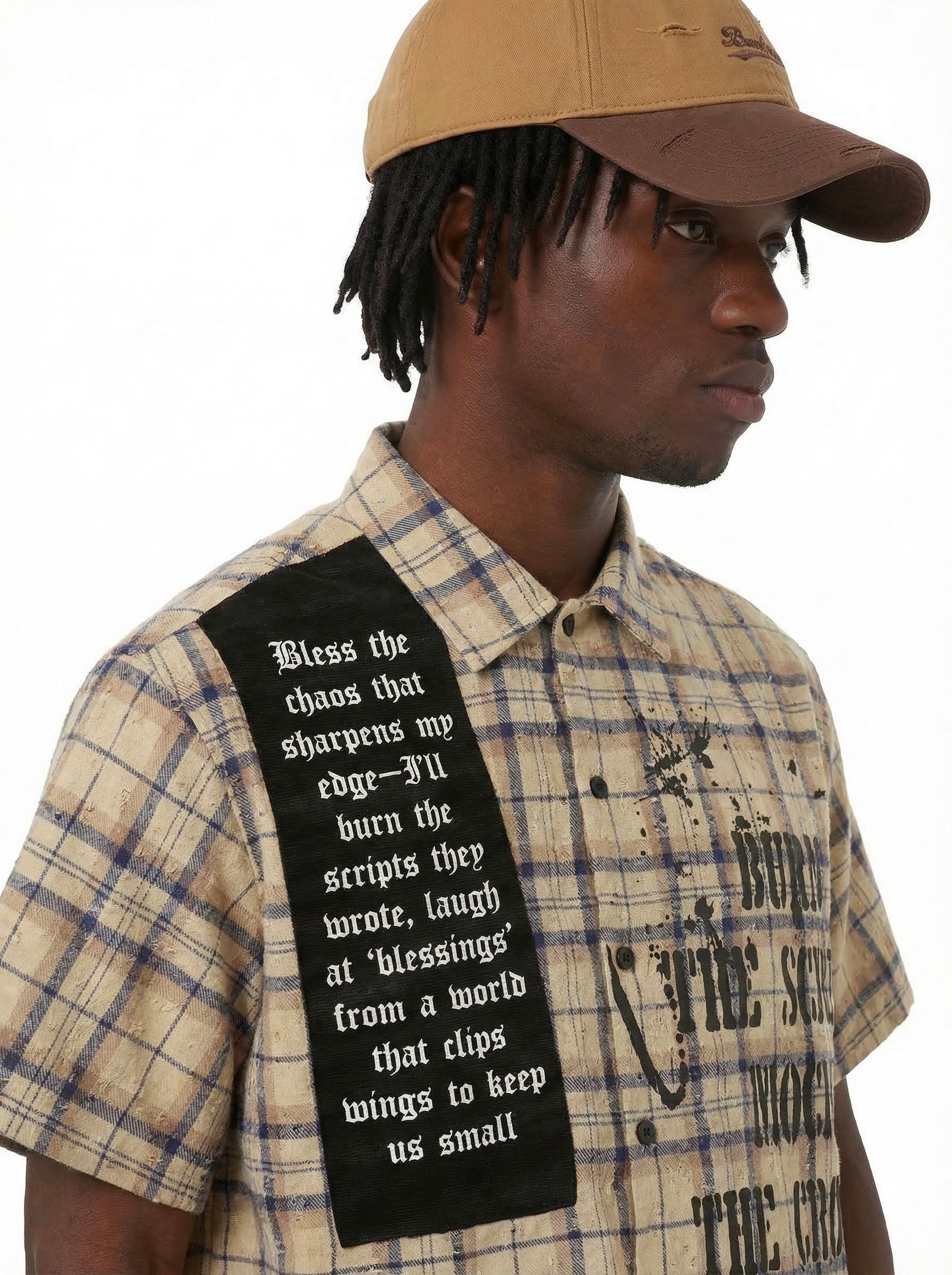 Omirad Burn The Script Graphic Plaid Shirt | Streetwear