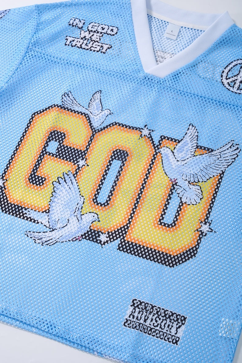 Omirad God We Trust Mesh Jersey T-Shirt | Streetwear