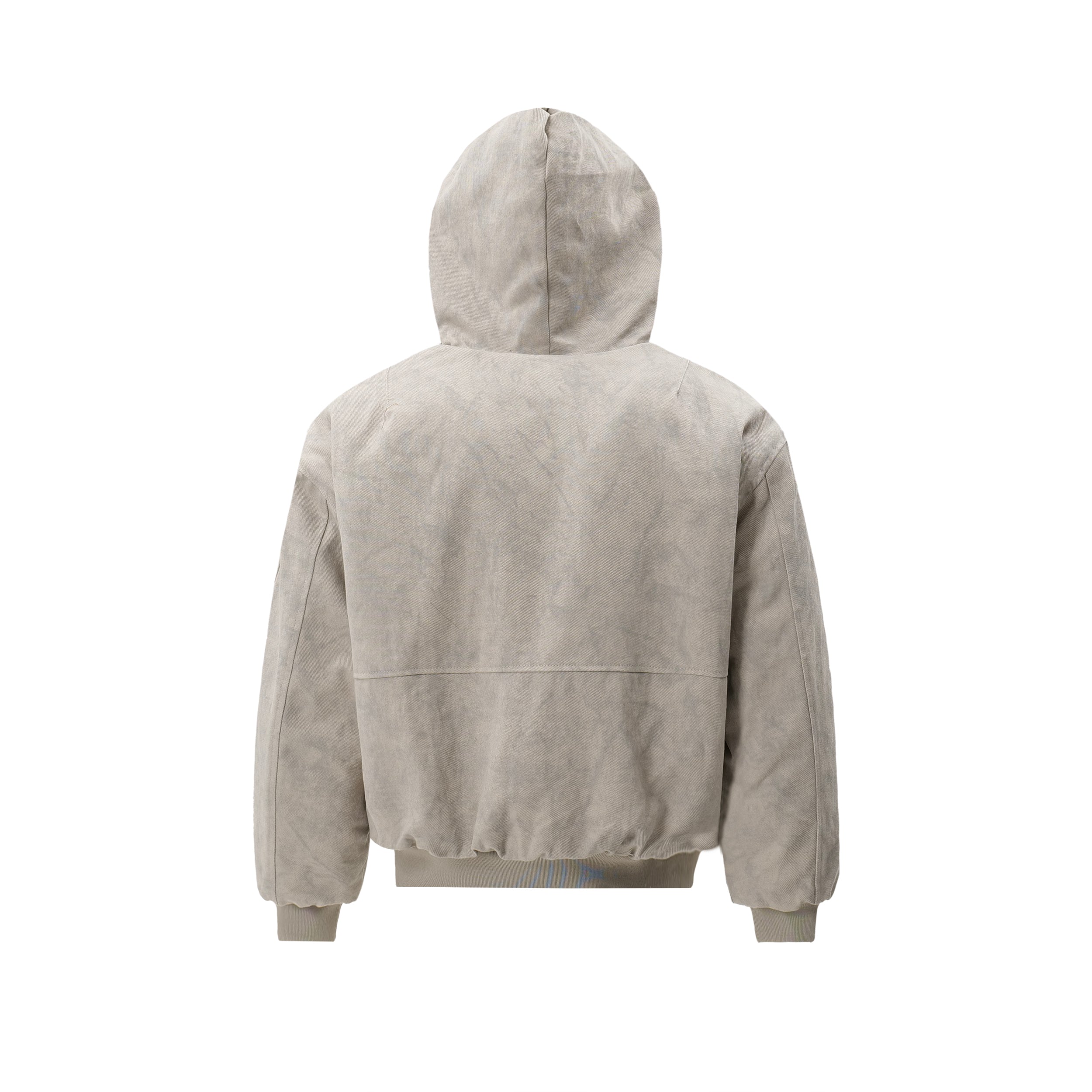 Faux-Shearling Lined Washed Hooded Bomber Jacket