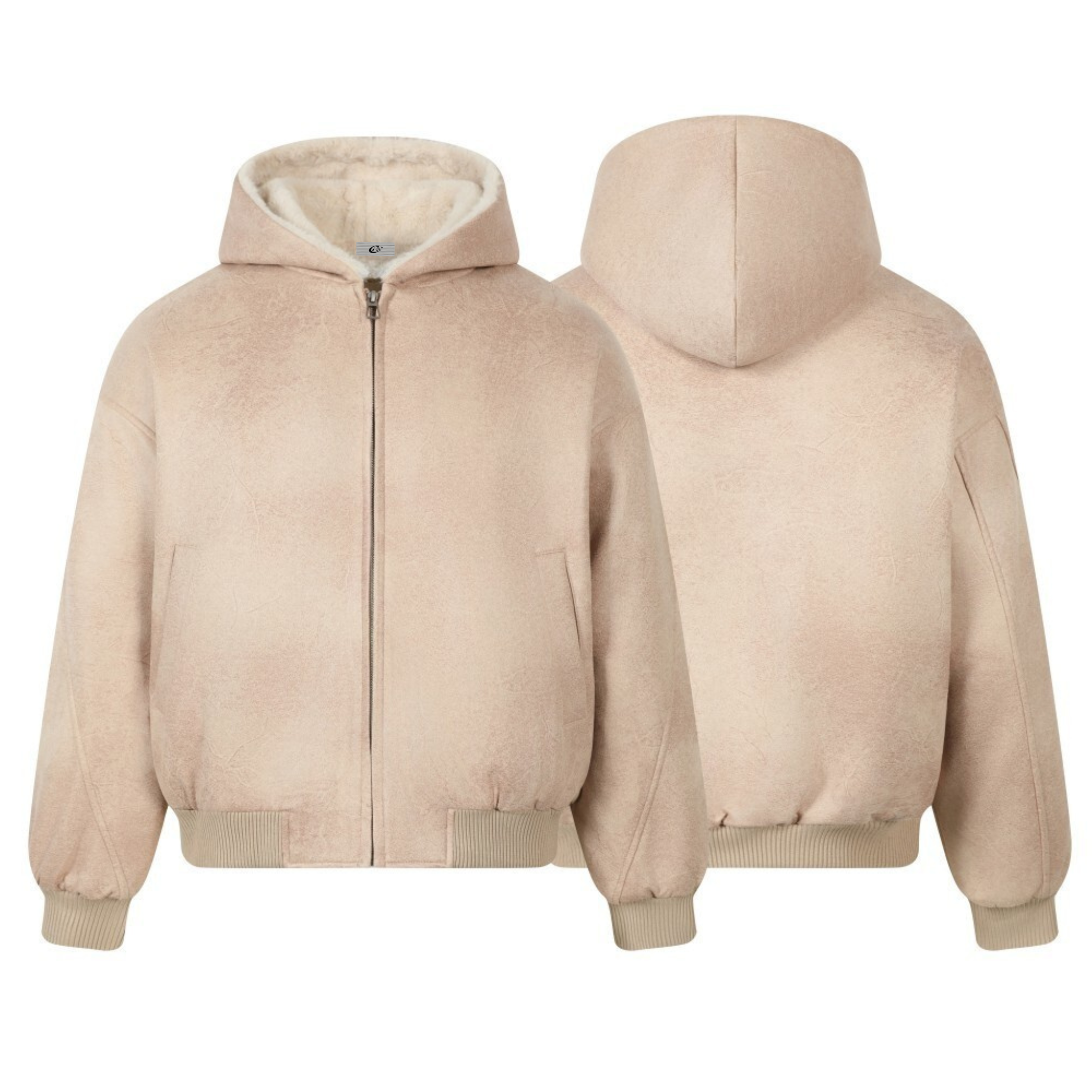Omirad Plush-Lined Hooded Bomber Jacket | Black