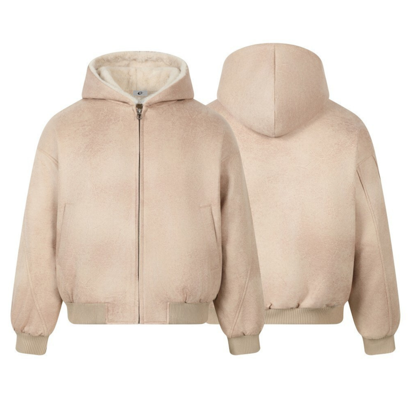 Omirad Plush-Lined Hooded Bomber Jacket | Black