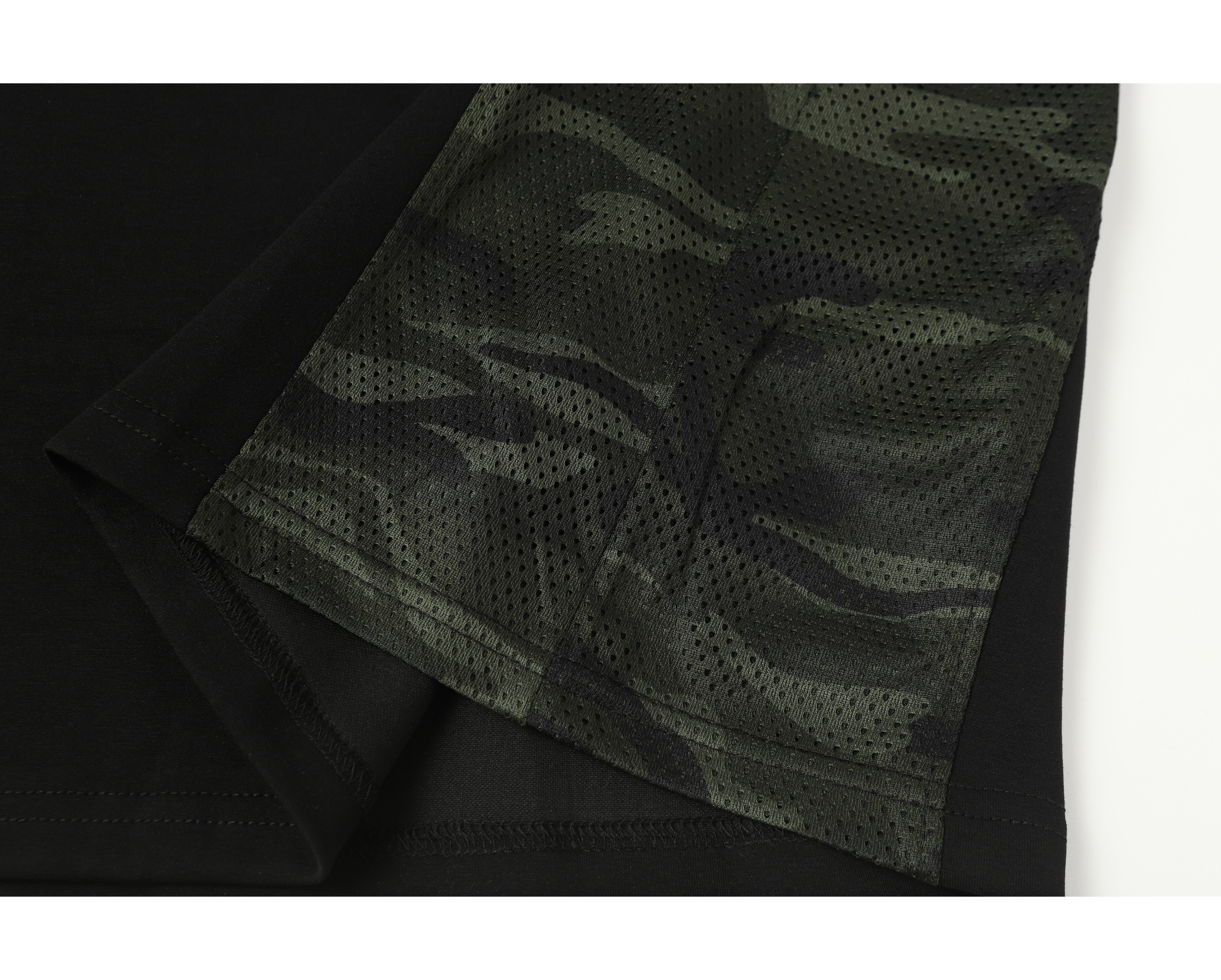 Men's Varsity Graphic Polo Long Sleeve Shirt with Camo Panels