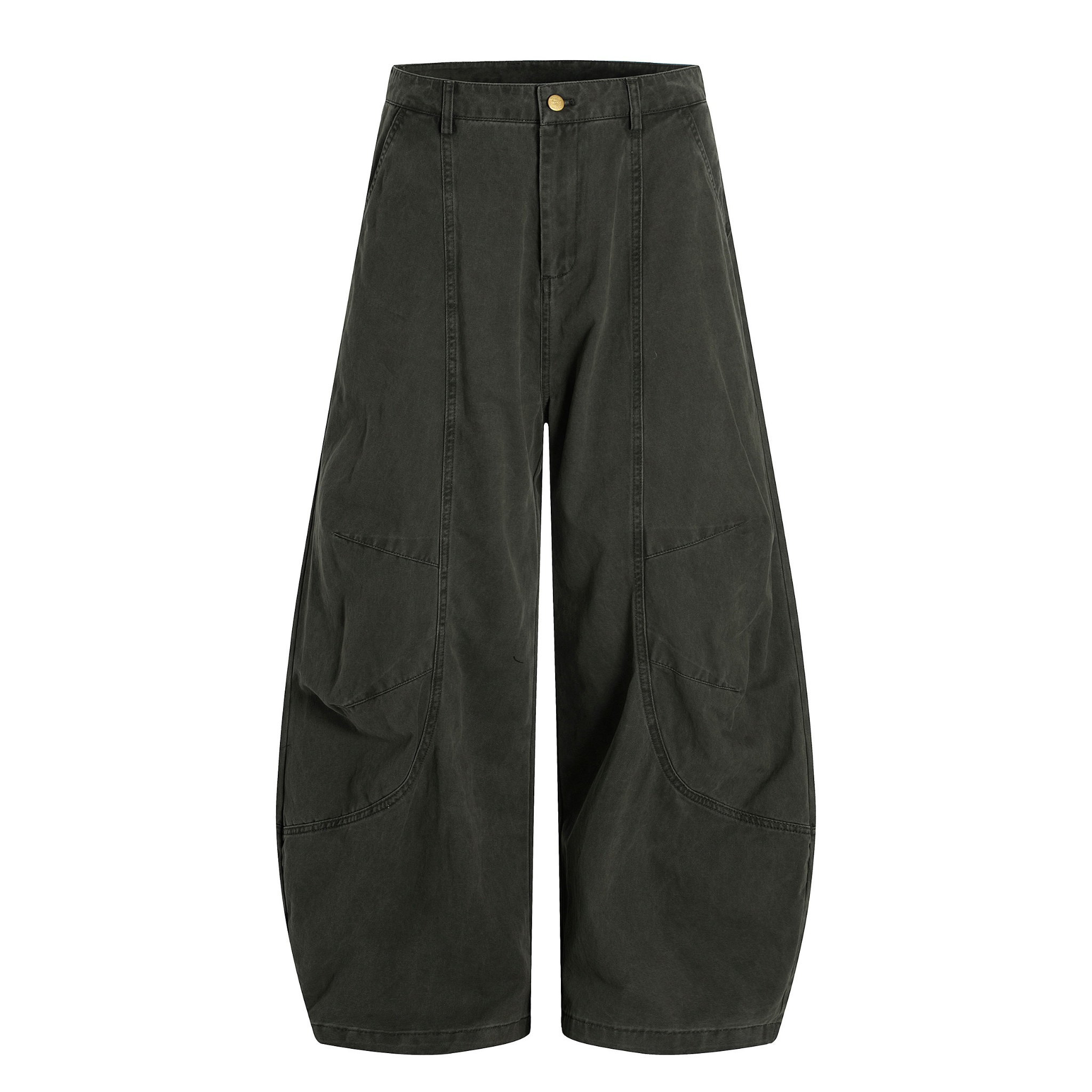 Sculpted Barrel-Leg Cargo Pants | Wide Silhouette Cotton