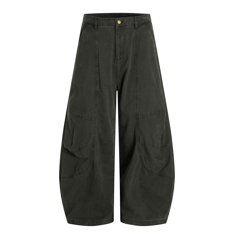 Sculpted Barrel-Leg Cargo Pants | Wide Silhouette Cotton