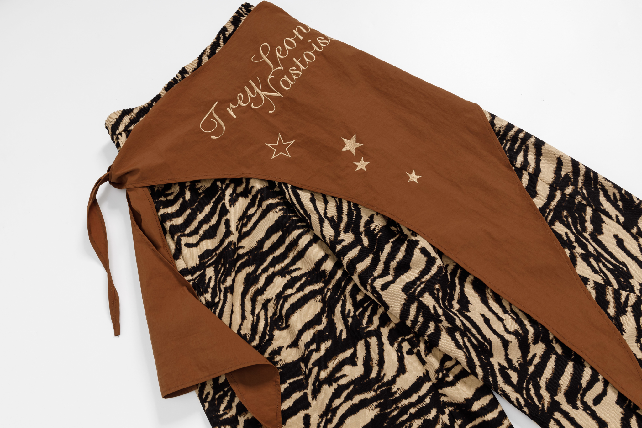 Zebra Print Wide-Leg Pants with Asymmetric Wrap Panel