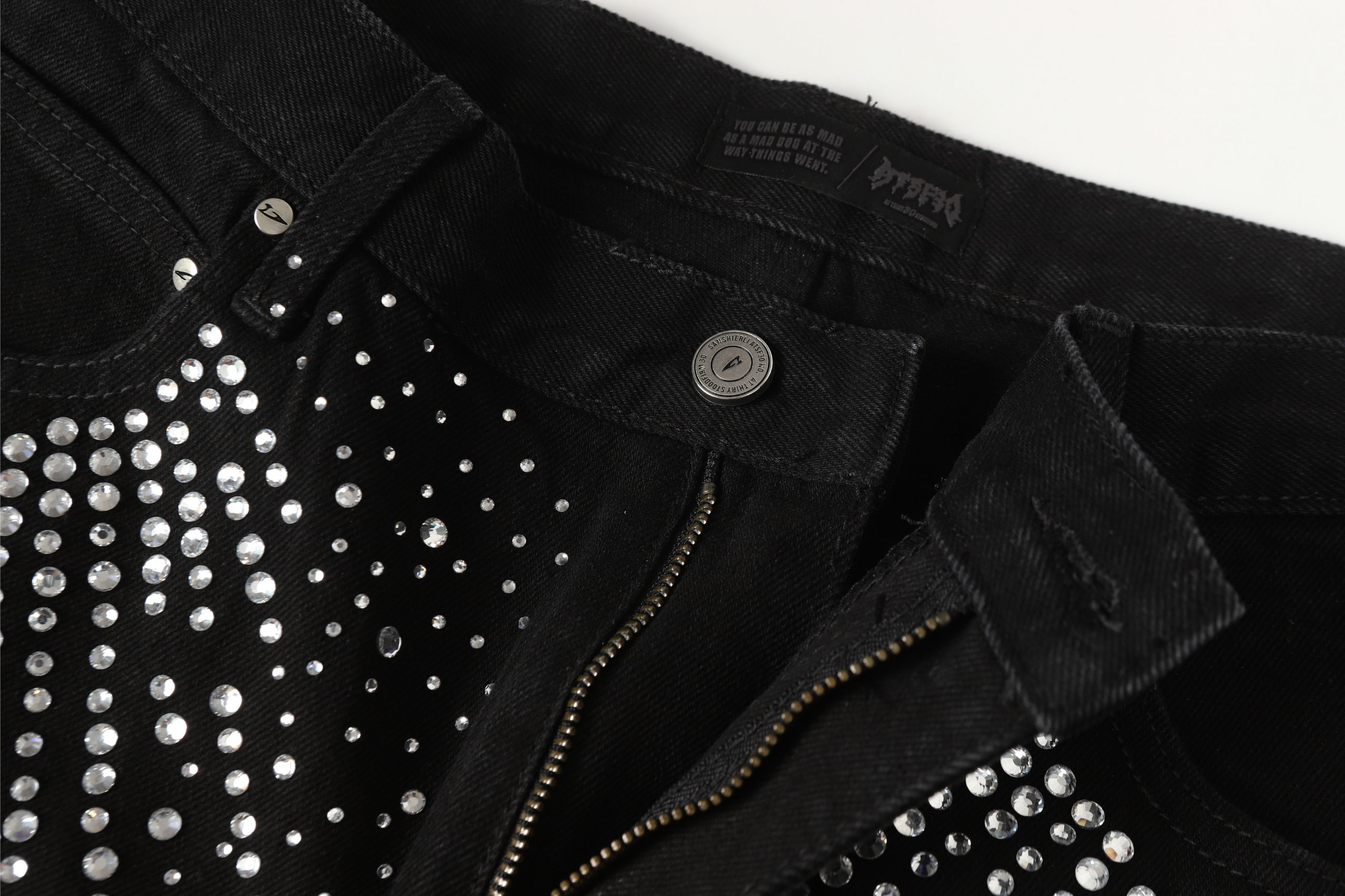 Rhinestone Galaxy Wide-Leg Jeans | All-Over Crystal Denim