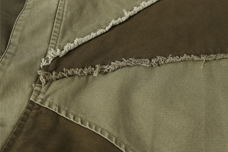 Multi-Panel Distressed Hooded Jacket | Raw-Edge Streetwear