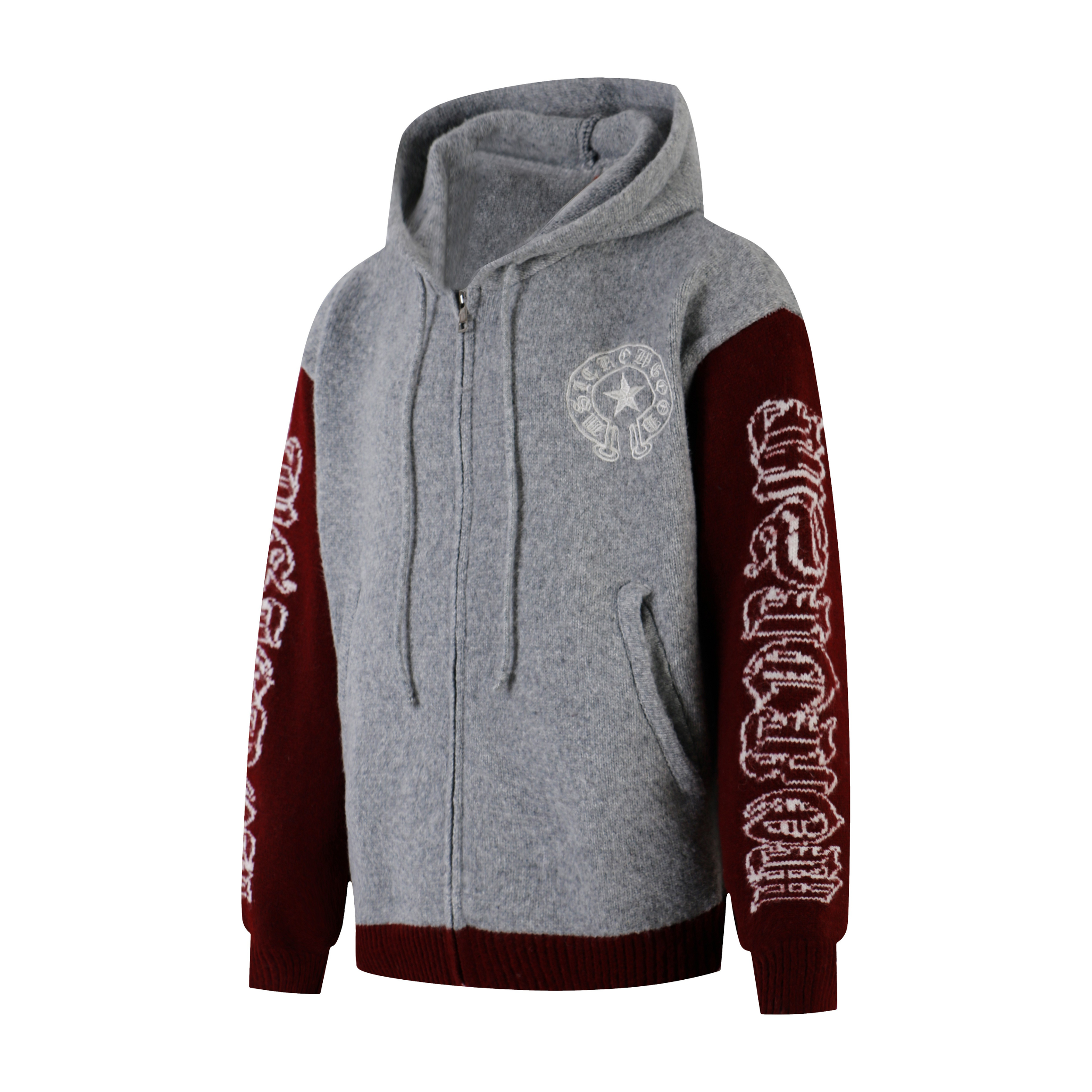 Omirad Vintage Star Knit Zip Hoodie | Color-Block Streetwear