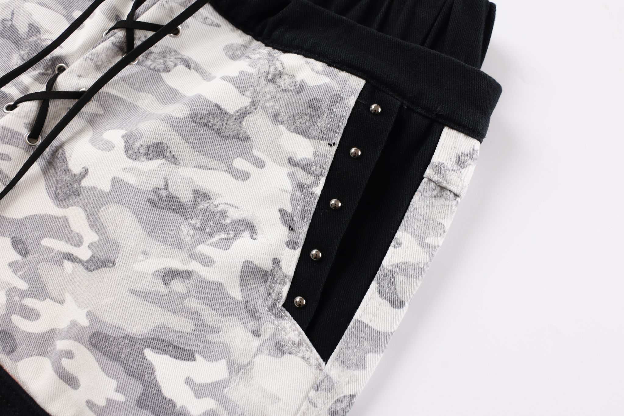 Camo Patchwork Cargo Pants | Curved Wide-Leg Streetwear