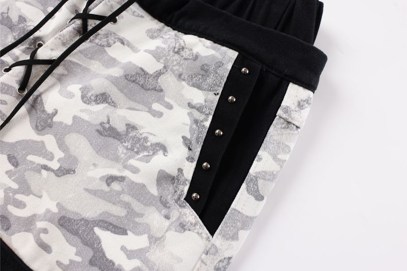 Camo Patchwork Cargo Pants | Curved Wide-Leg Streetwear