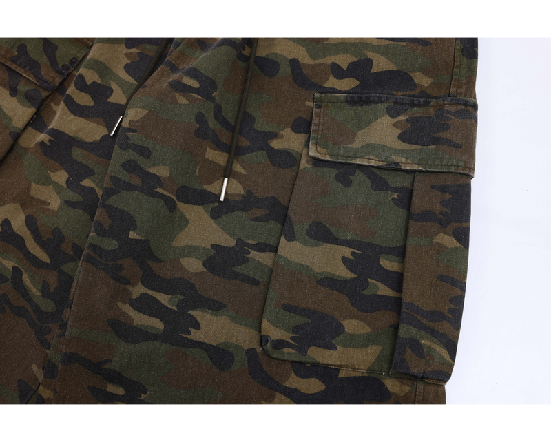 Men's Camo Wide-Leg Cargo Pants | 100% Cotton Streetwear