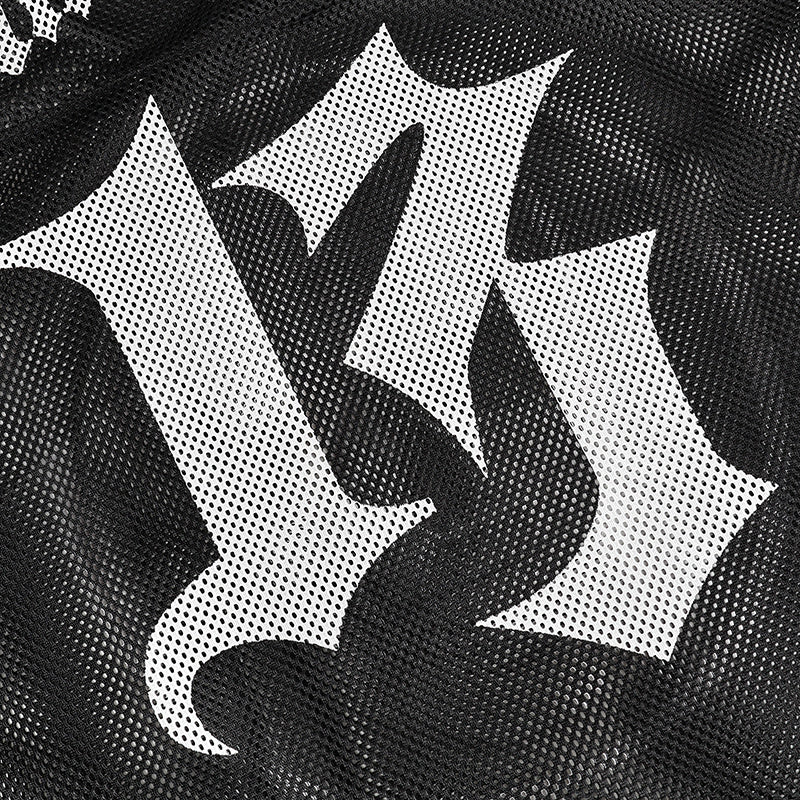 Skull Emblem Mesh Football Jersey | Gothic Street Style