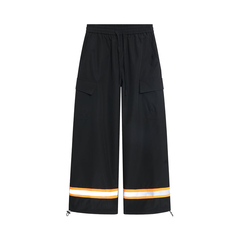 Omirad Reflective Trim Wide-Leg Cargo Pants | Black