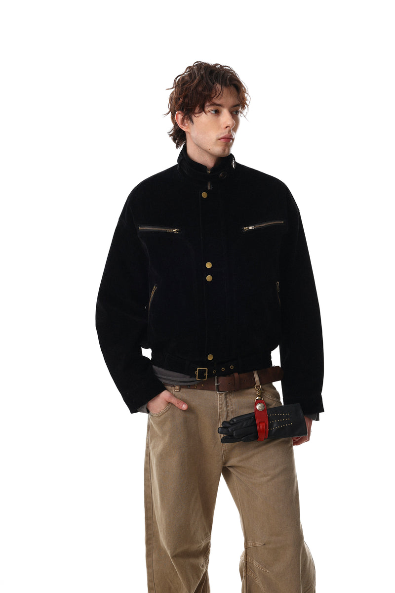 Omirad Utility Bomber Jacket | Stand Collar & Gold Hardware