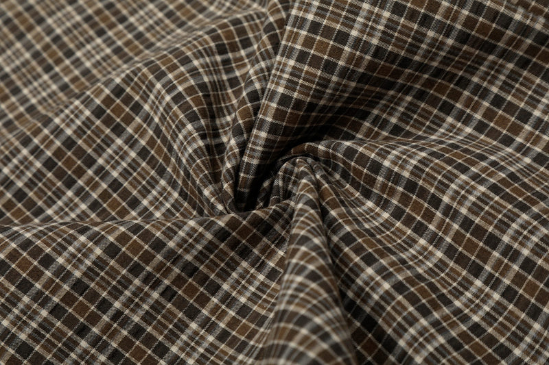 Vintage Plaid Wide-Leg Pants | 100% Cotton Pleated Trousers