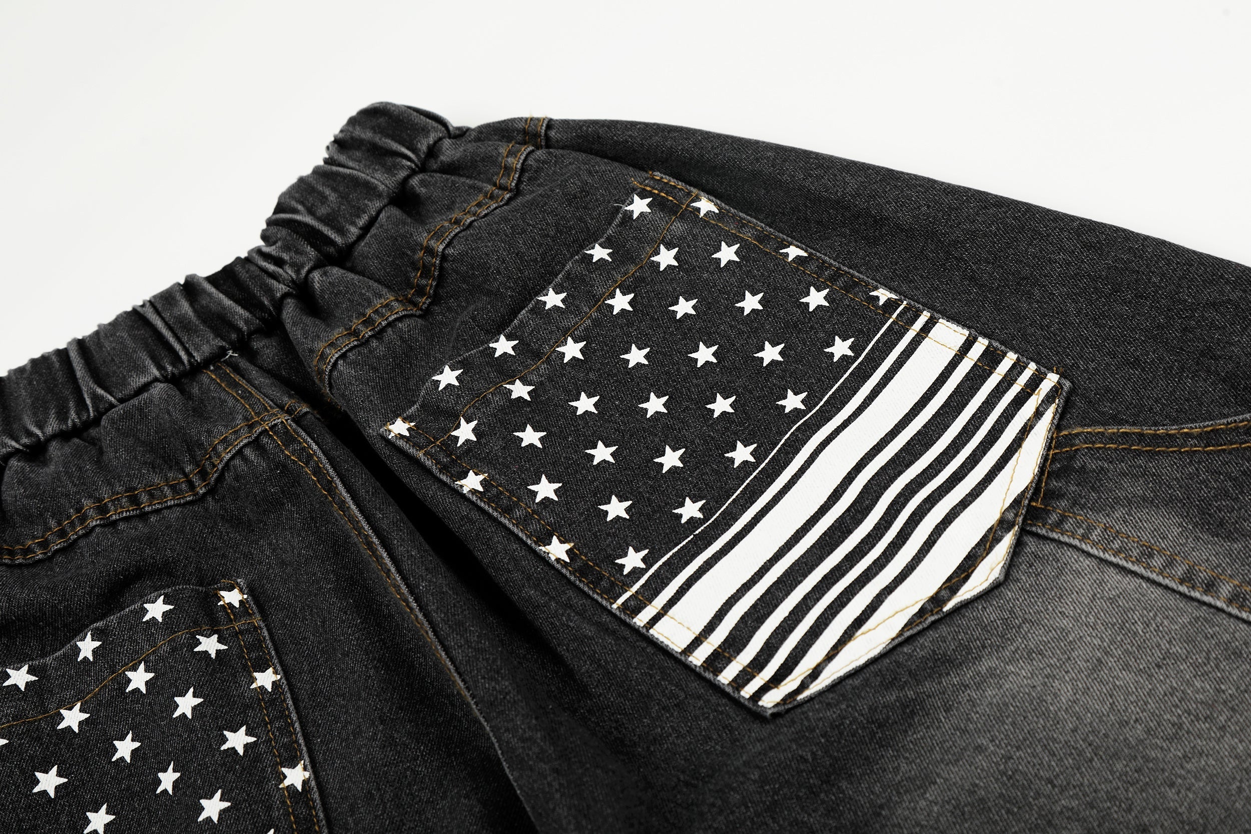 Omirad Star Flag Wide-Leg Washed Denim Pants | Streetwear