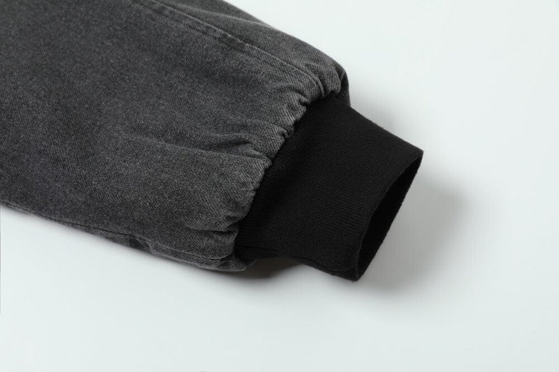 Quilted Denim Sherpa Collar Bomber Jacket | Streetwear