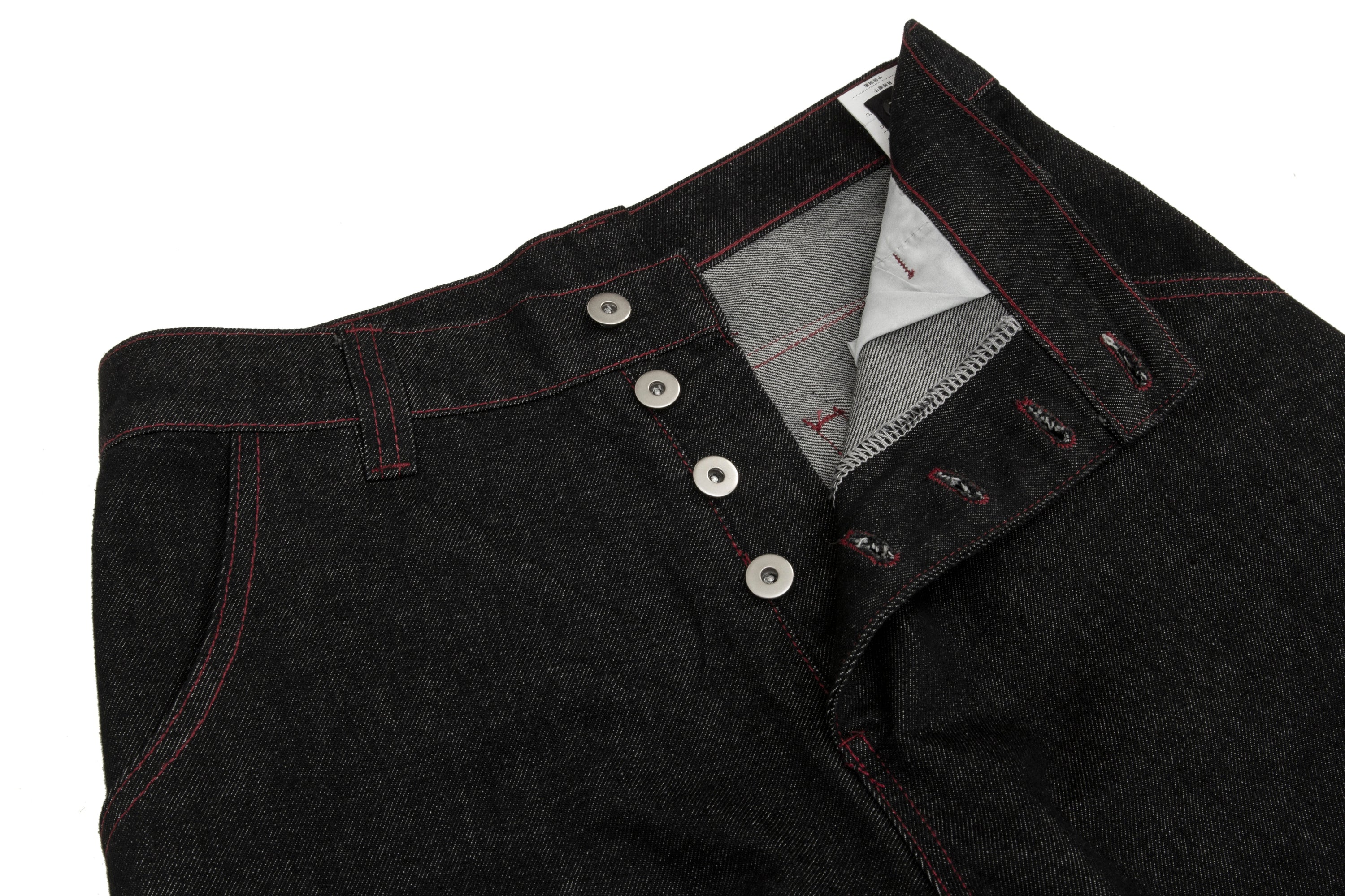Omirad Multi-Button Wide Leg Denim Pants | Contrast Stitch