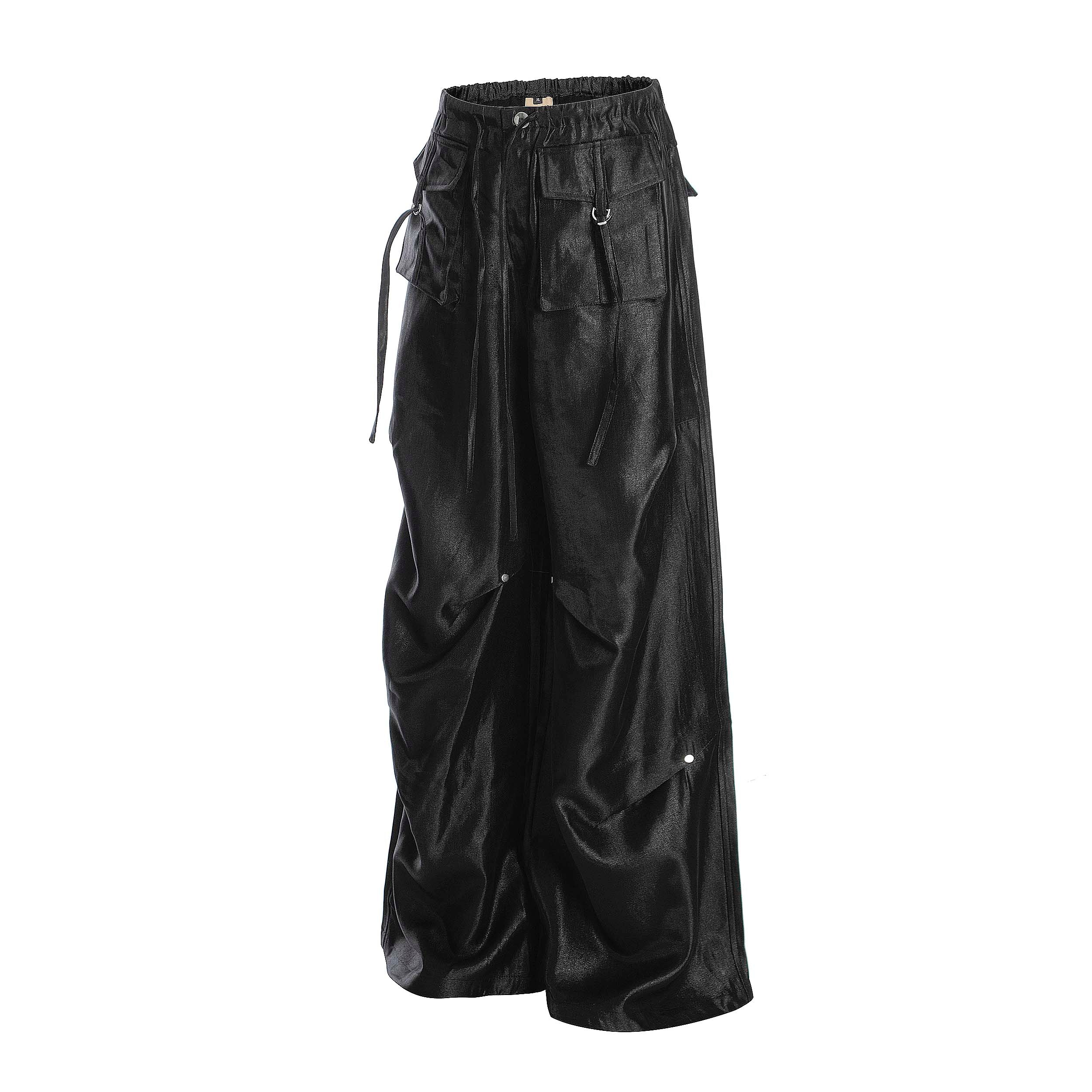 Omirad Glossy Utility Cargo Pants | Wide Leg Barrel Fit