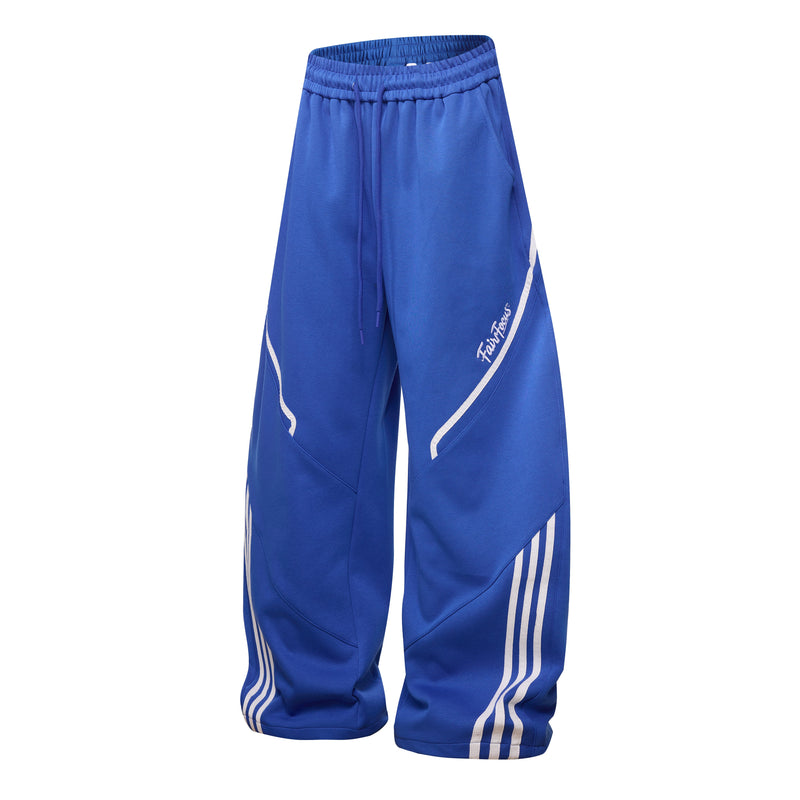 Curved Stripe Track Pants | Wide Leg Streetwear Sweatpants