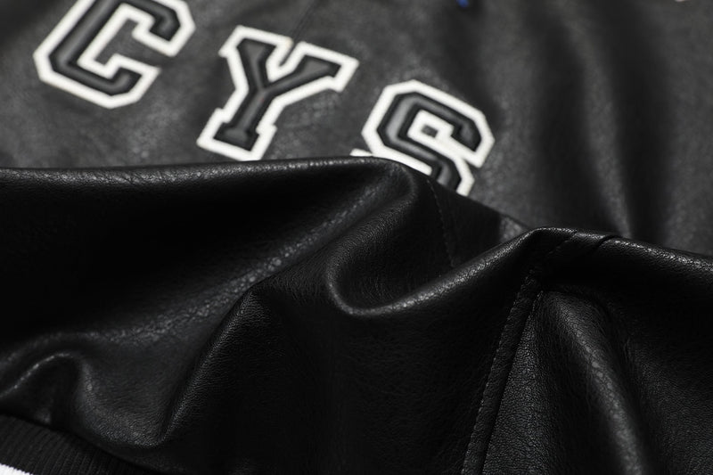 Varsity Patch PU Leather Bomber Jacket | Retro Streetwear