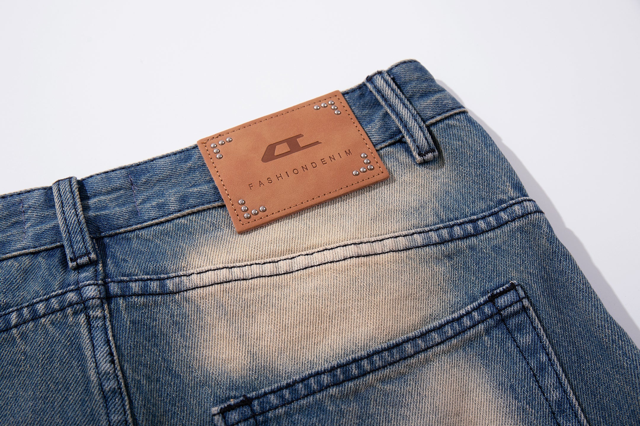 Spray-Fade Graffiti Wide-Leg Jeans | Vintage Blue Denim