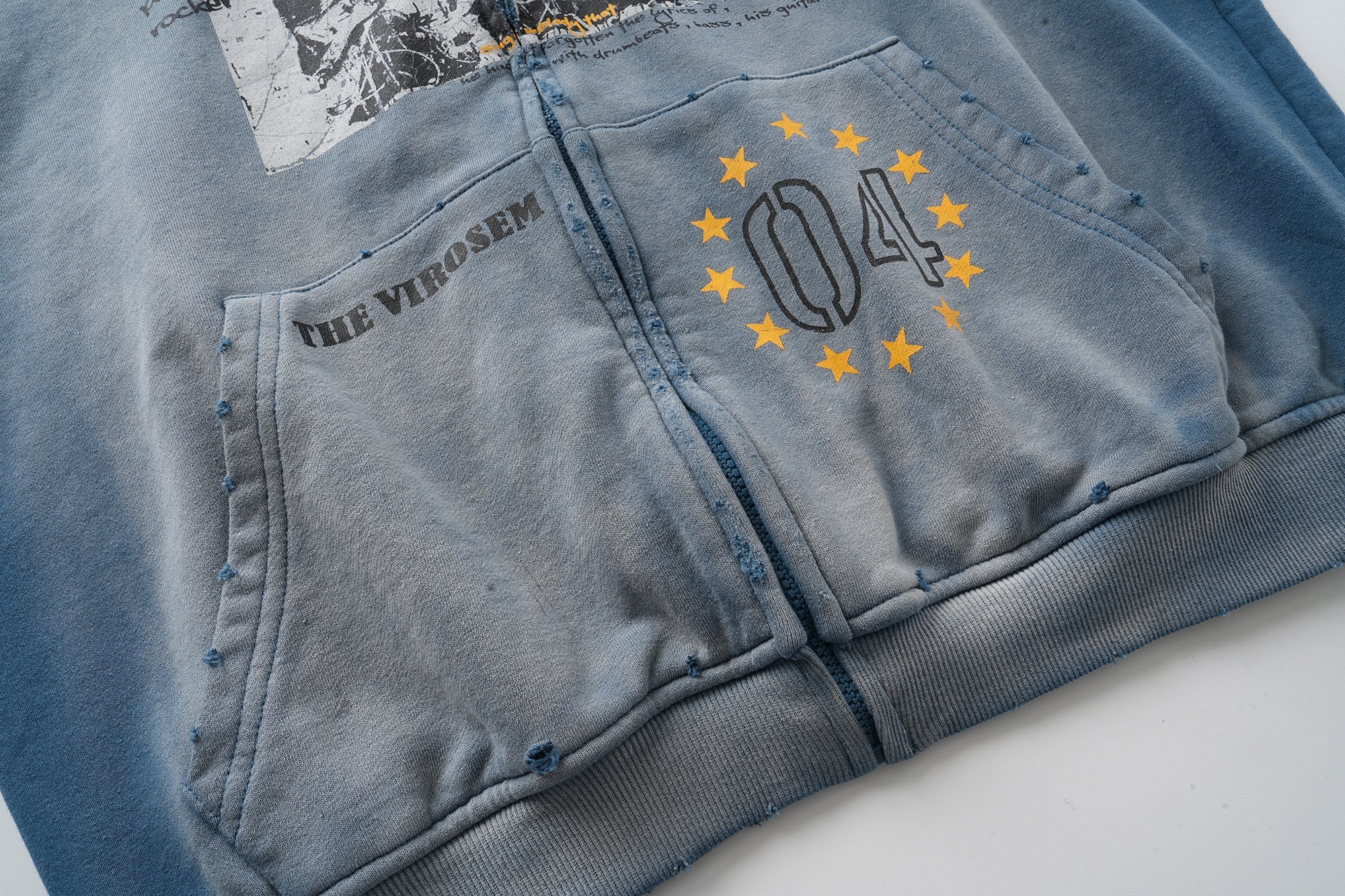 Vintage Wash Rock Graphic Zip-Up Hoodie | Streetwear