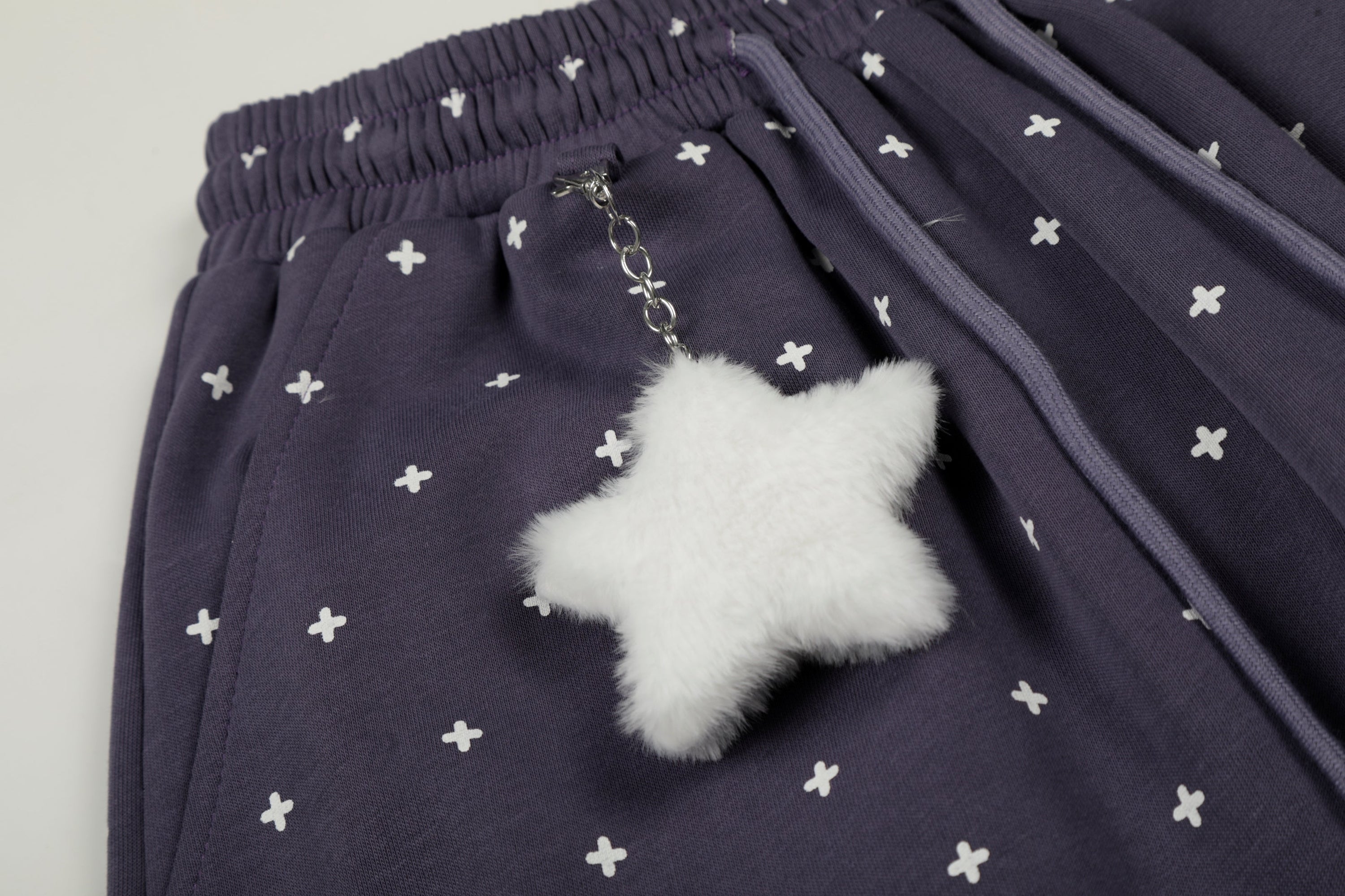 Star Print Wide-Leg Sweatpants with Plush Star Charm