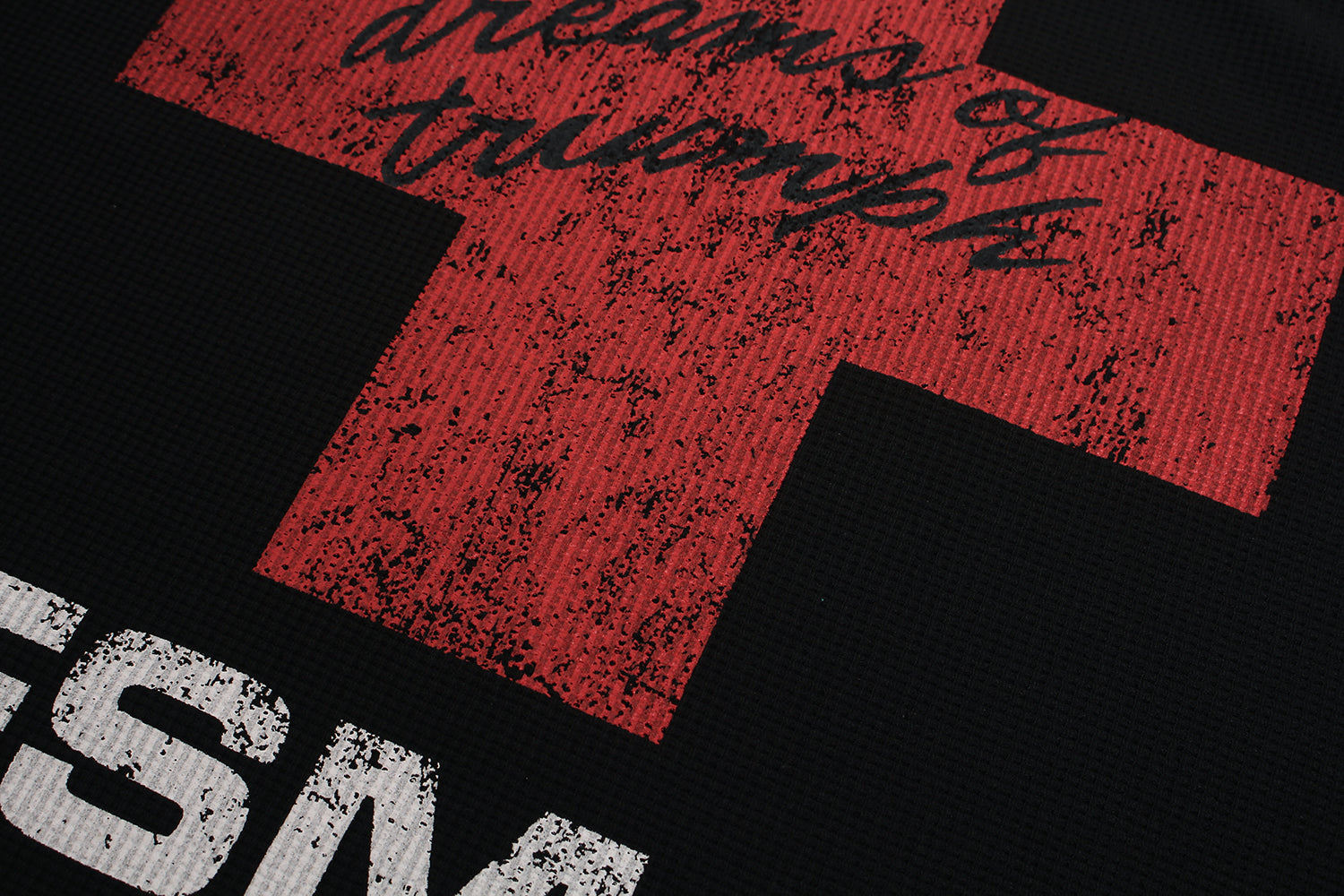 Cross Graphic Waffle Knit Long Sleeve Sweatshirt | Streetwear