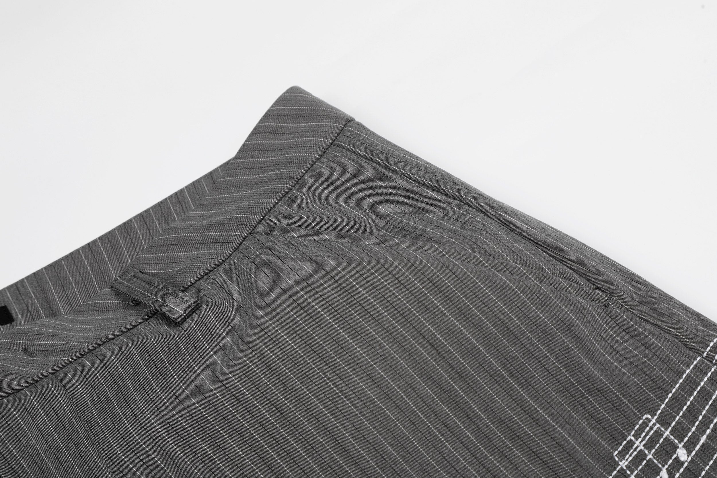Pinstripe Wide-Leg Pants with Music Staff Graphic | Omirad