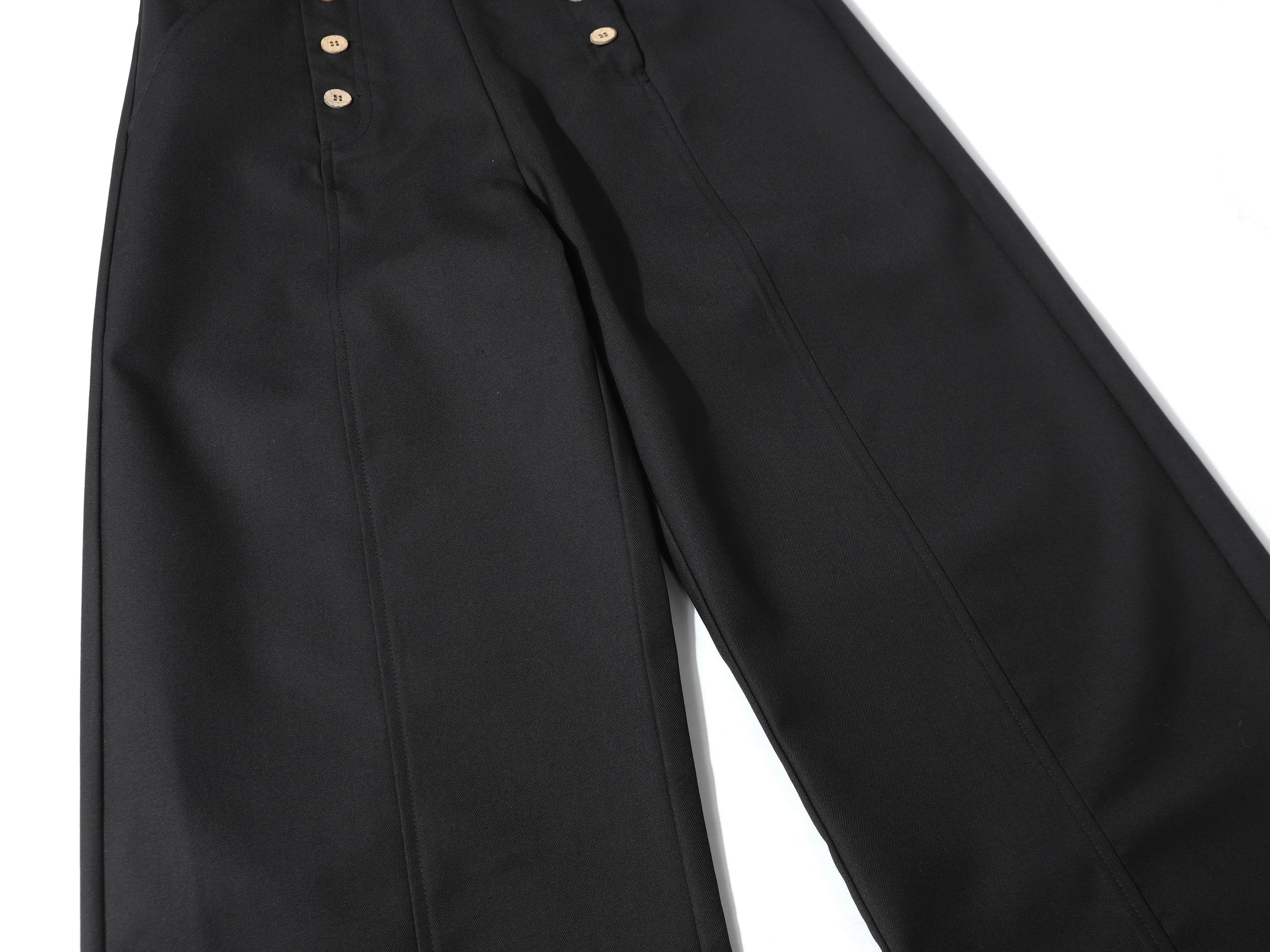 Wide-Leg Button-Front Trousers | Nautical Sailor Style