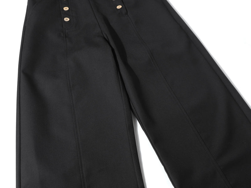 Wide-Leg Button-Front Trousers | Nautical Sailor Style
