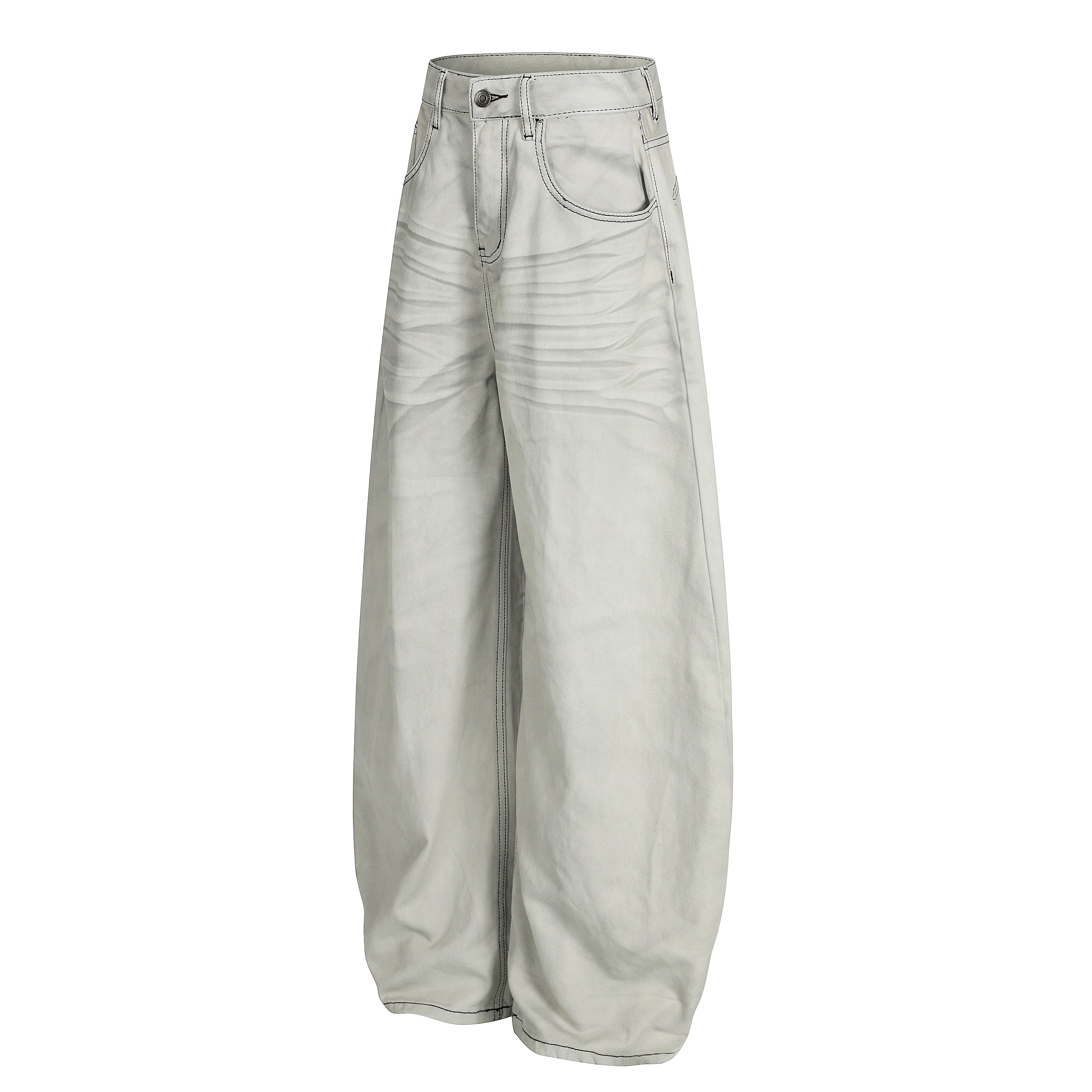 Omirad Clean-Wash Ultra Wide-Leg Jeans | Contrast Stitch