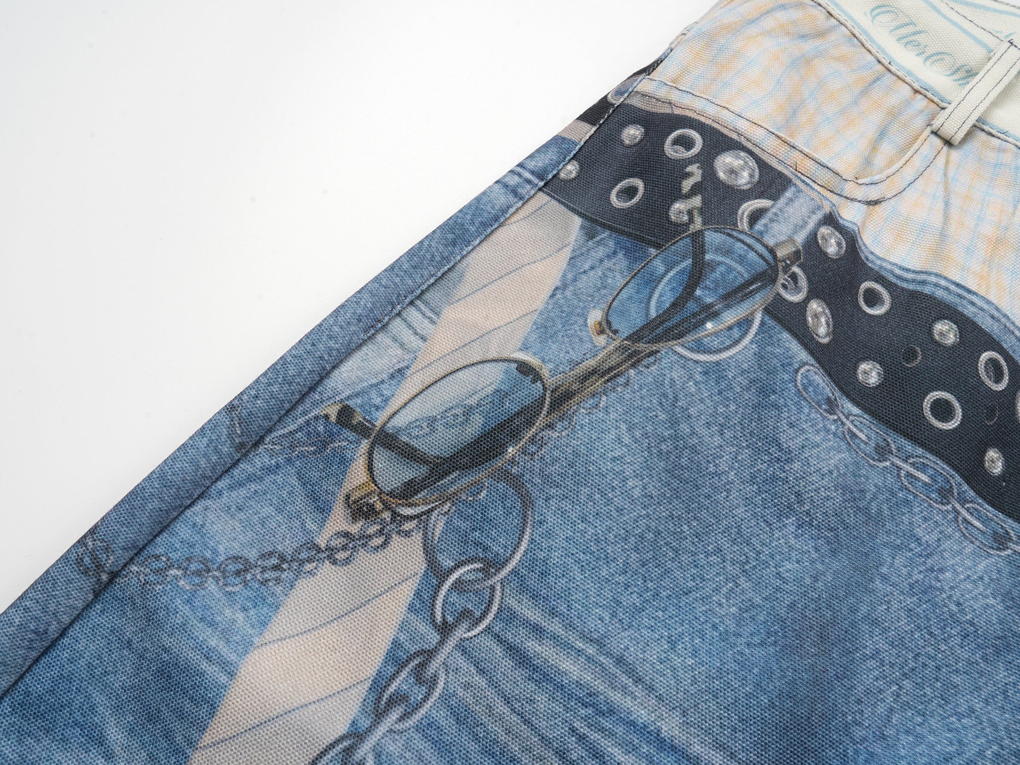 Trompe-L'œil Wide-Leg Denim Print Pants | Y2K Streetwear