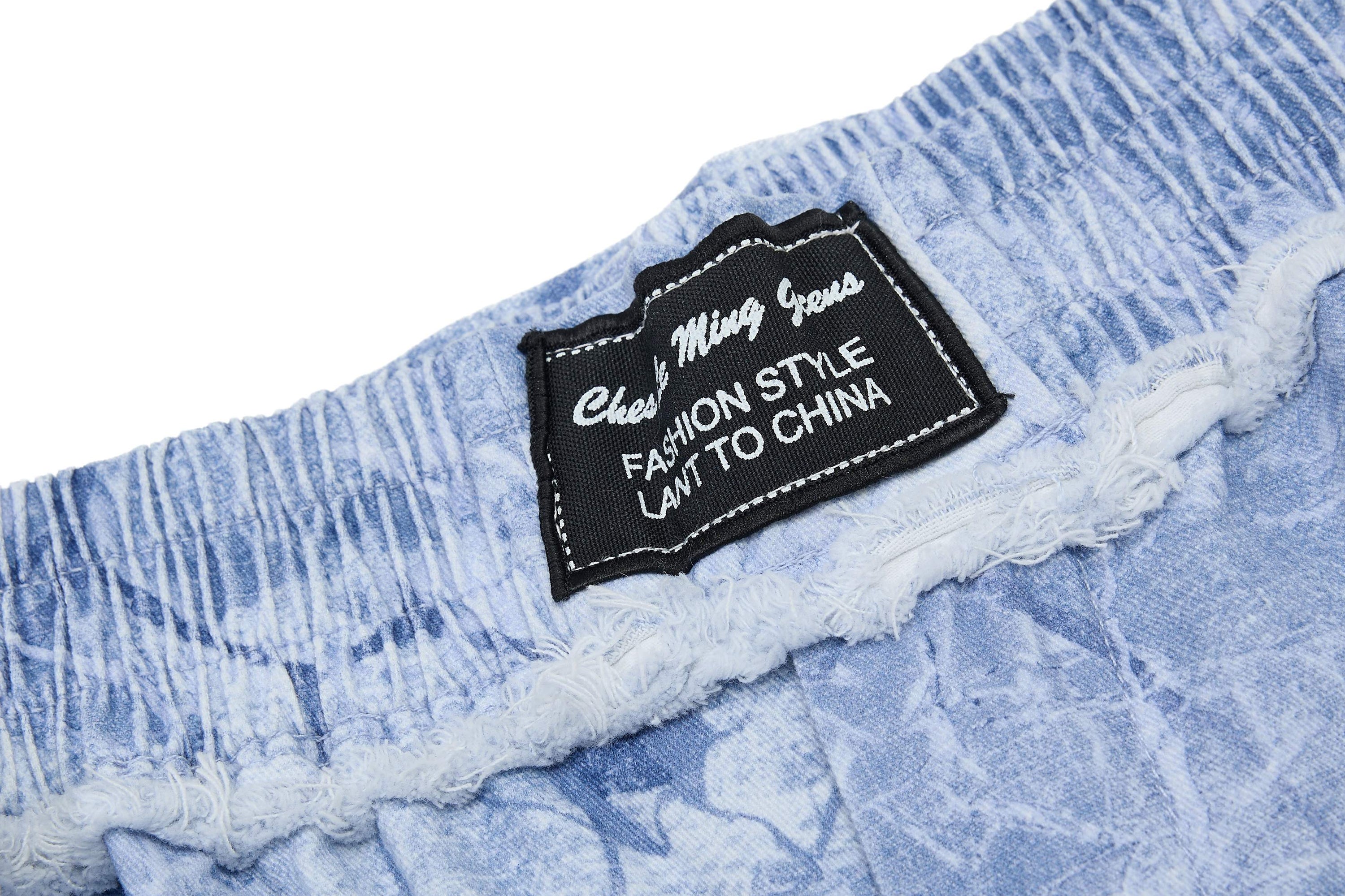 Washed Marble Wide-Leg Baggy Pants | Streetwear Denim