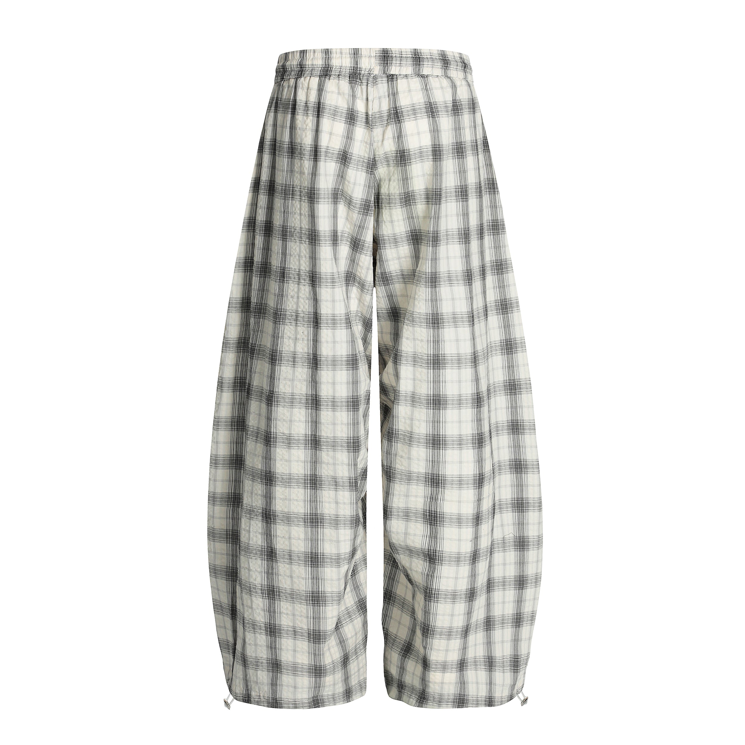 Ruched Plaid Wide-Leg Pants | Oversized Streetwear Bottoms