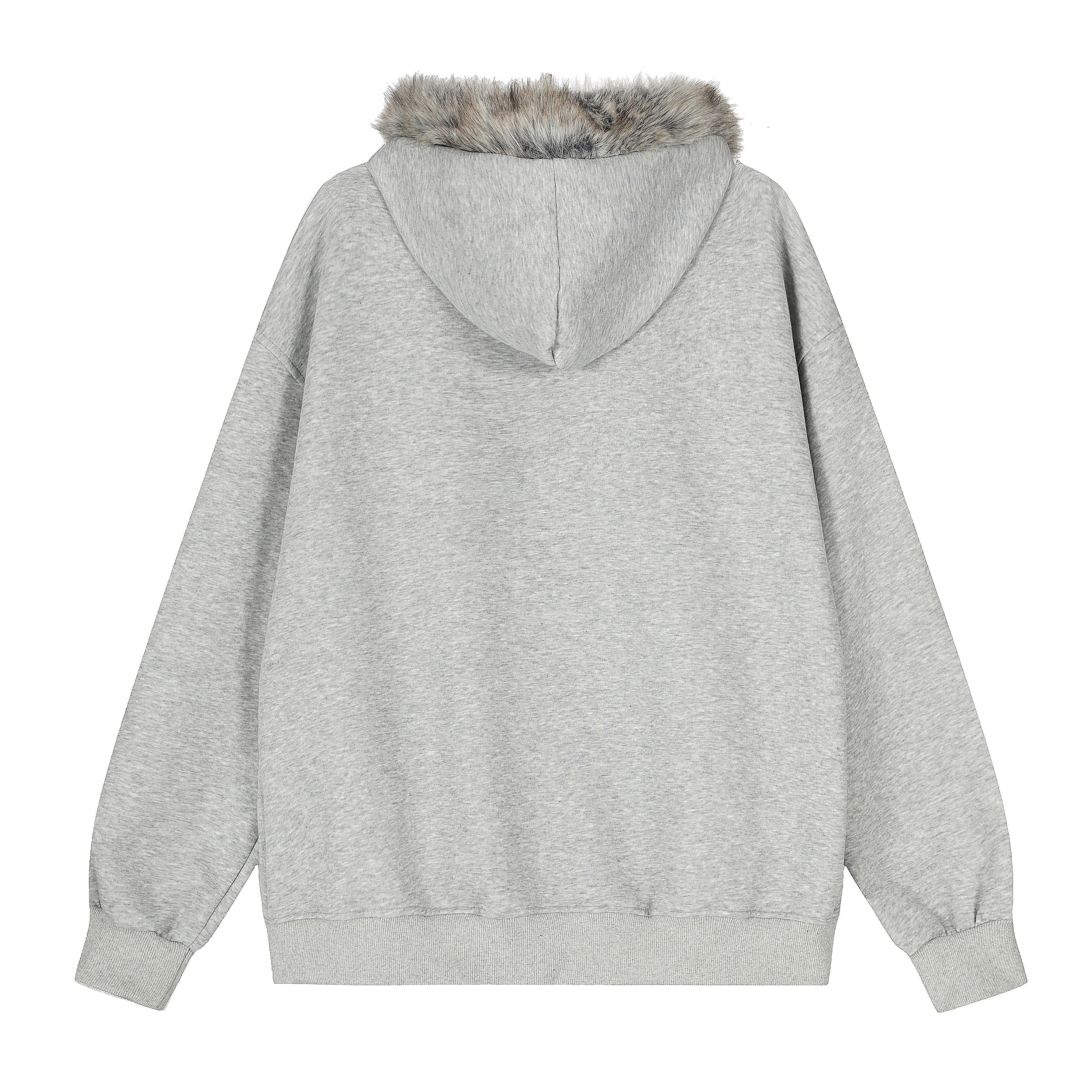 Faux-Fur Collar Graffiti Zip Hoodie | Streetwear Statement