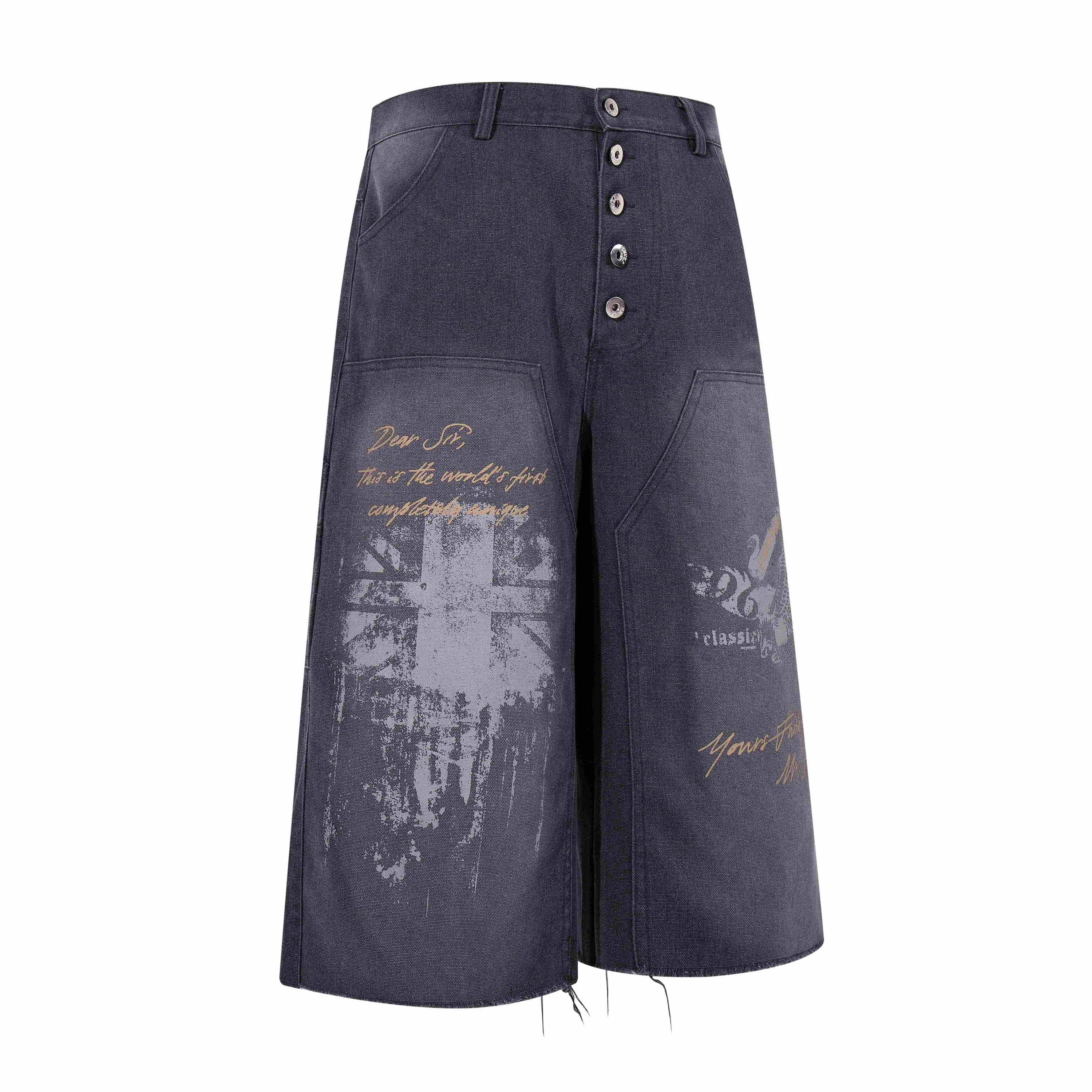 Vintage Graphic Denim Shorts | Wide-Leg Streetwear