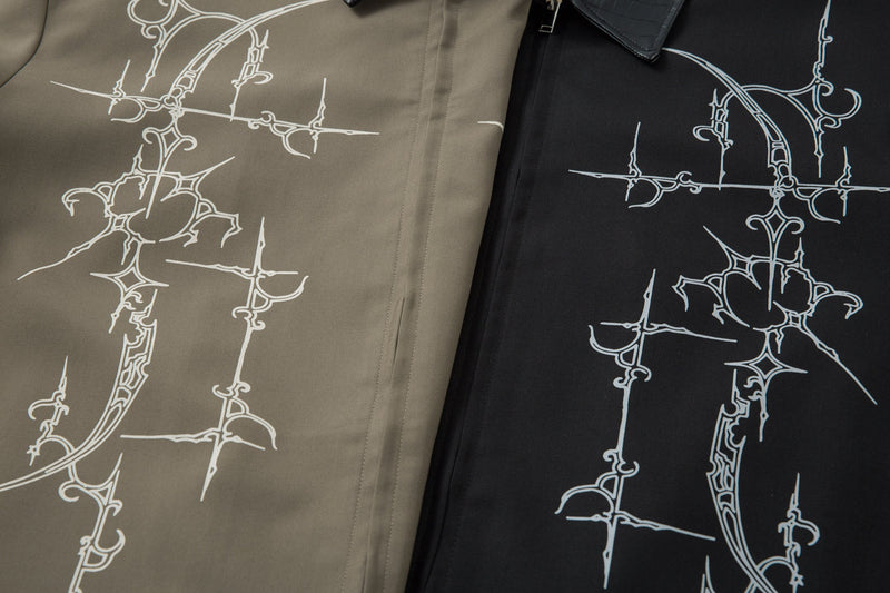 Omirad Barbed Graphic Jacket with Faux-Leather Collar