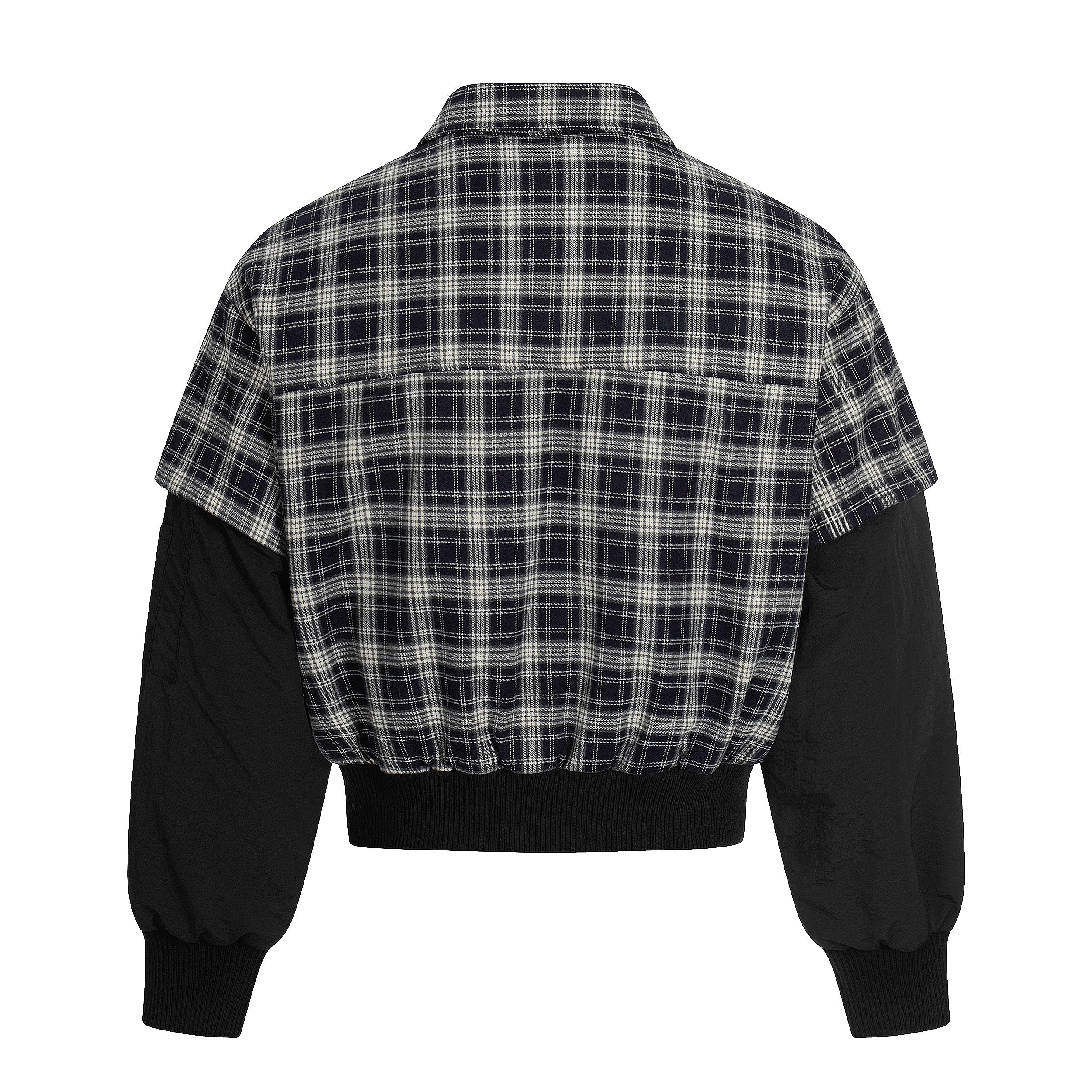 Omirad Plaid Hybrid Bomber Jacket | Contrast Sleeve Streetwear