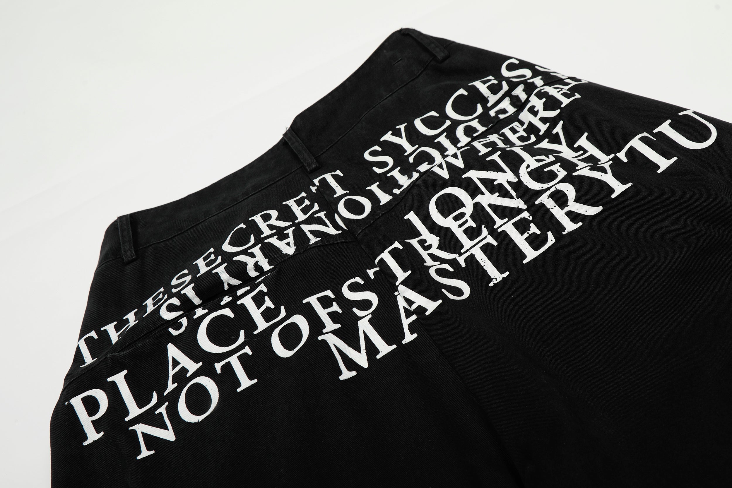 Omirad Typography Cargo Wide-Leg Pants | Black Streetwear